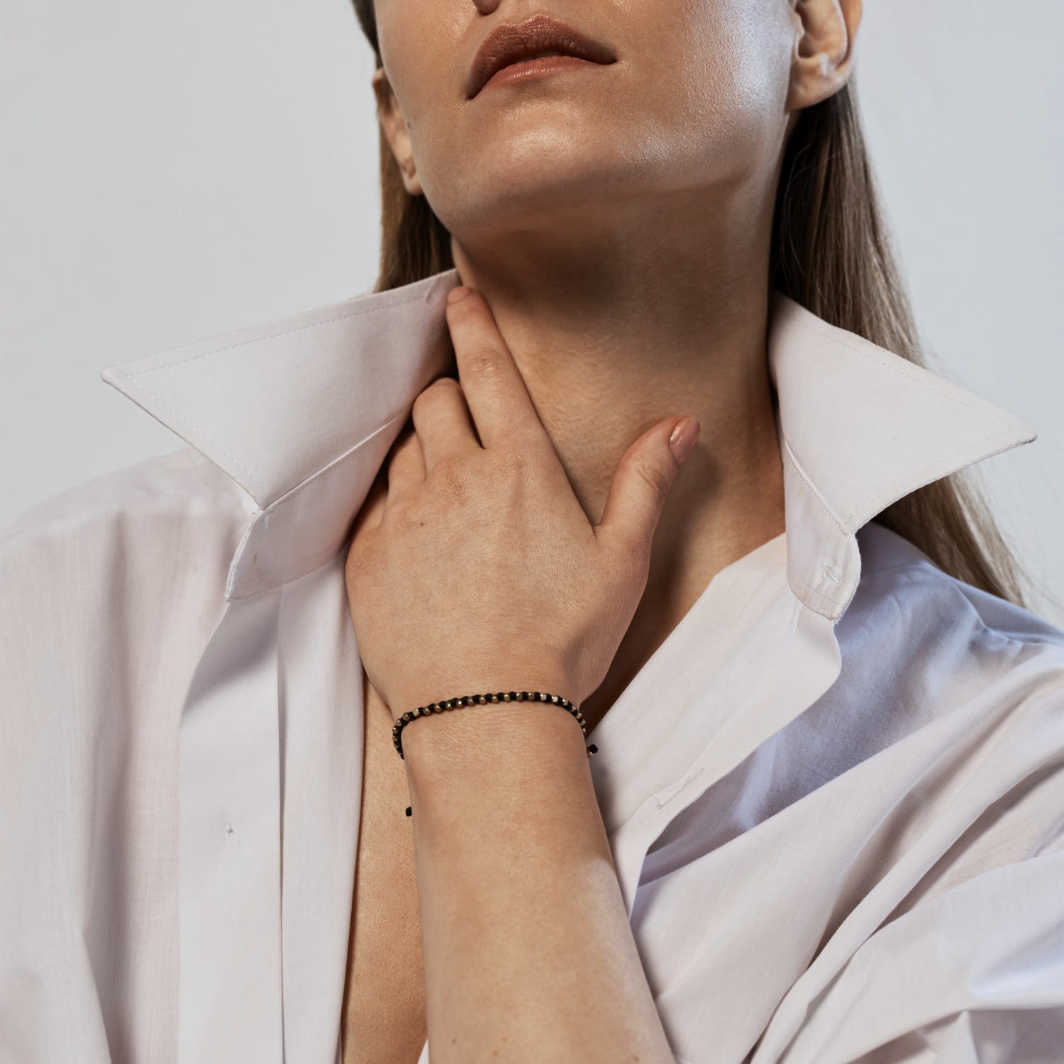 Minimal Brass And Black Rope Bracelet For Women