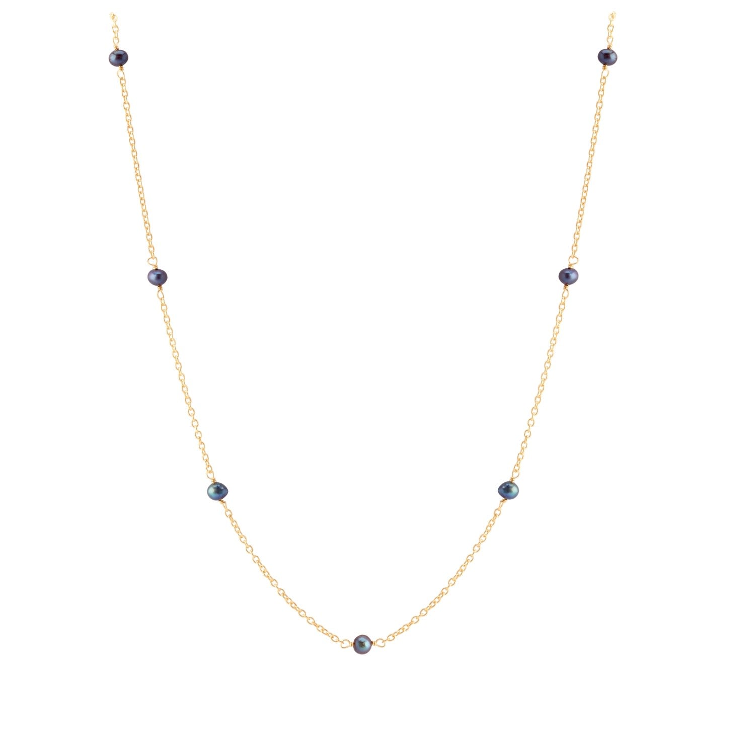 Minimal Pearl Necklace - Black Pearl & Gold Vermeil