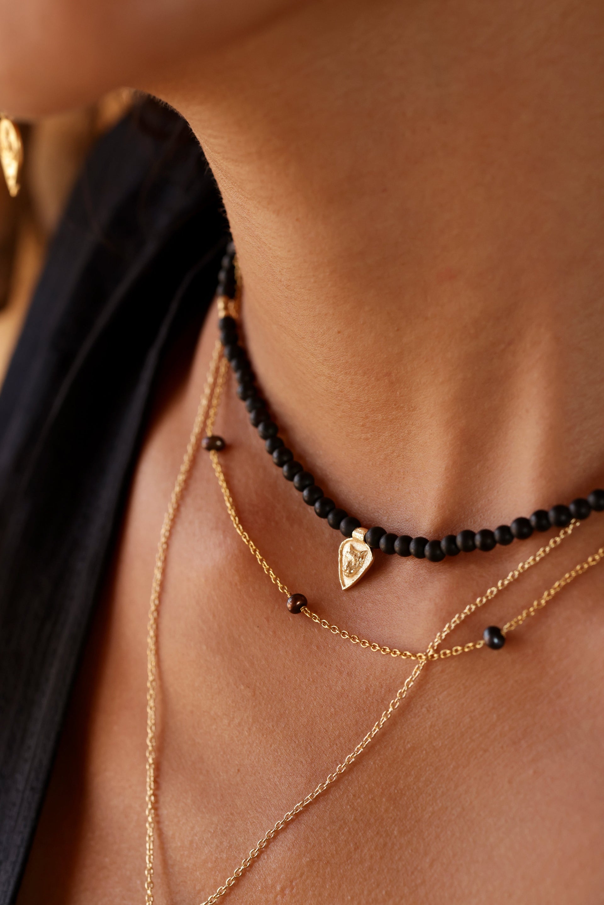 Wild Tigress Necklace - Black Jade & Gold Vermeil
