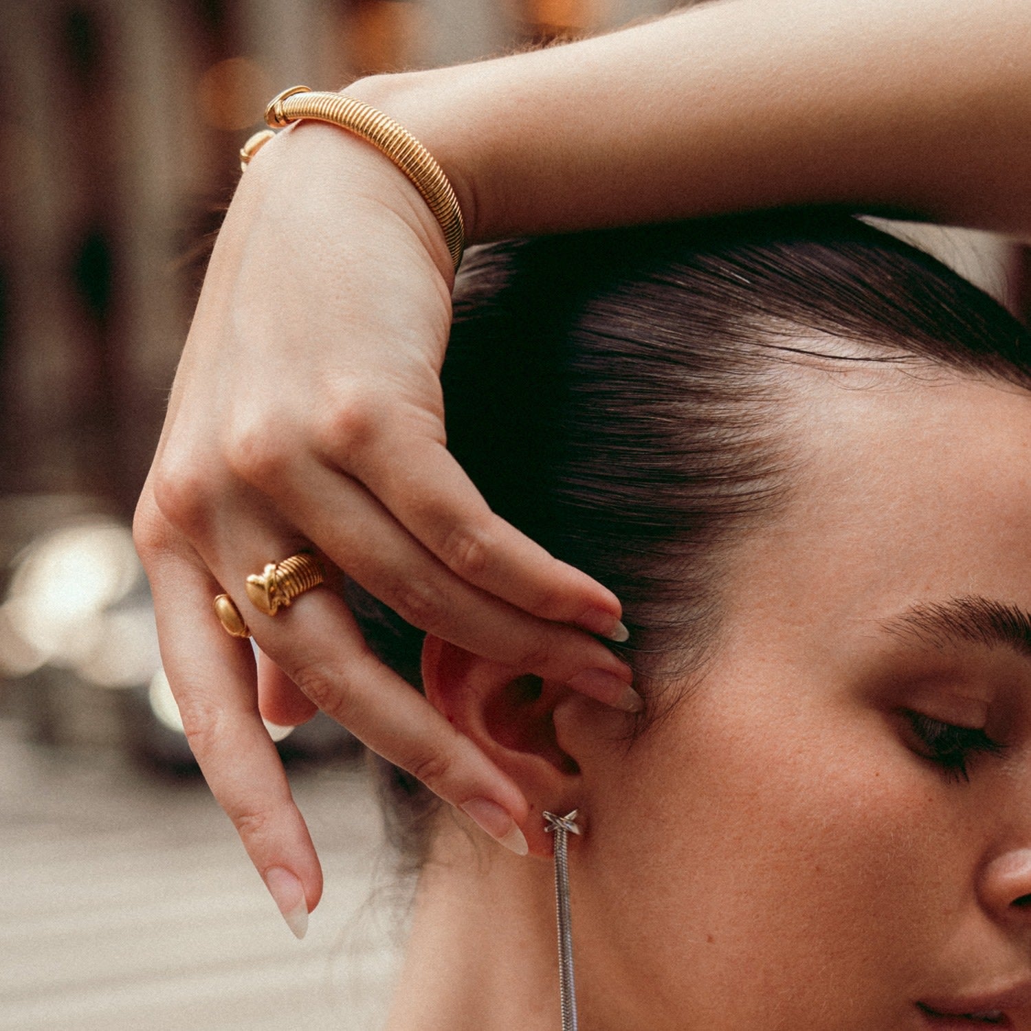 Minimalism Boa Snake Chain Ring - Gold