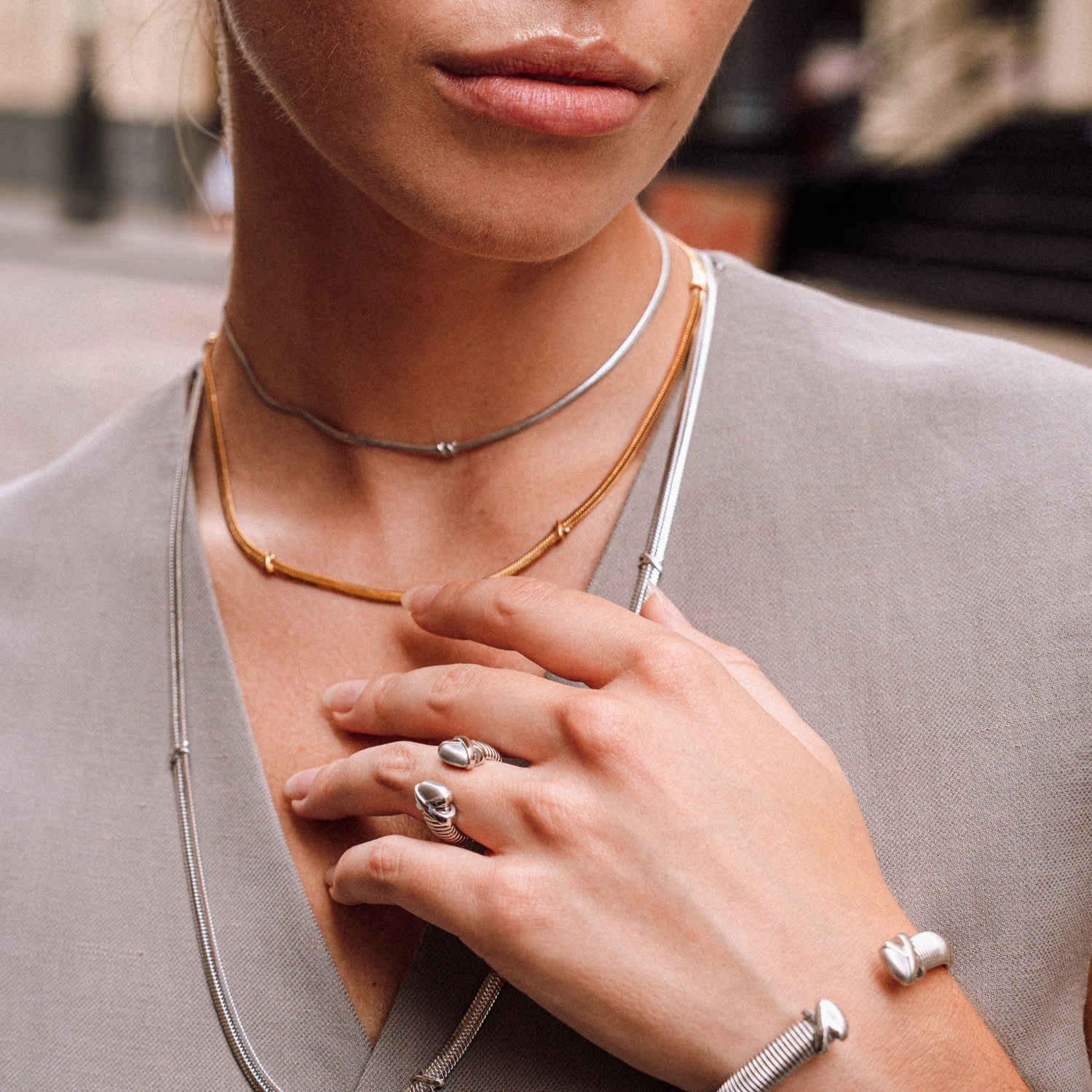 Minimalism Boa Snake Chain Ring - Silver