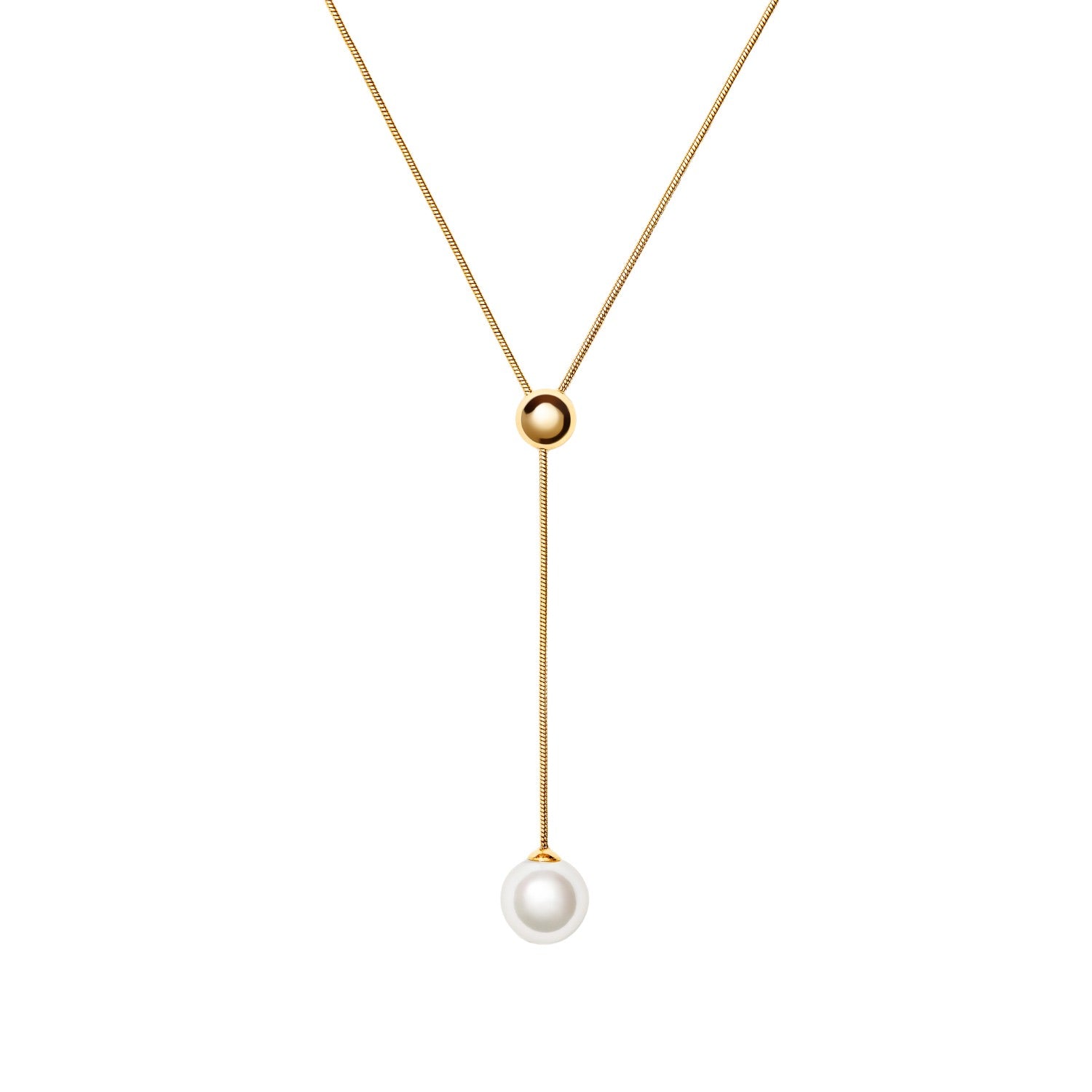 Minimalism Galet Lariat Necklace - Gold
