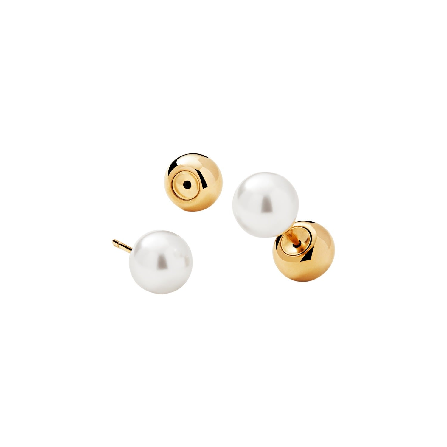 Minimalism Galet Steel Ball Pearl Stud Earrings - Gold