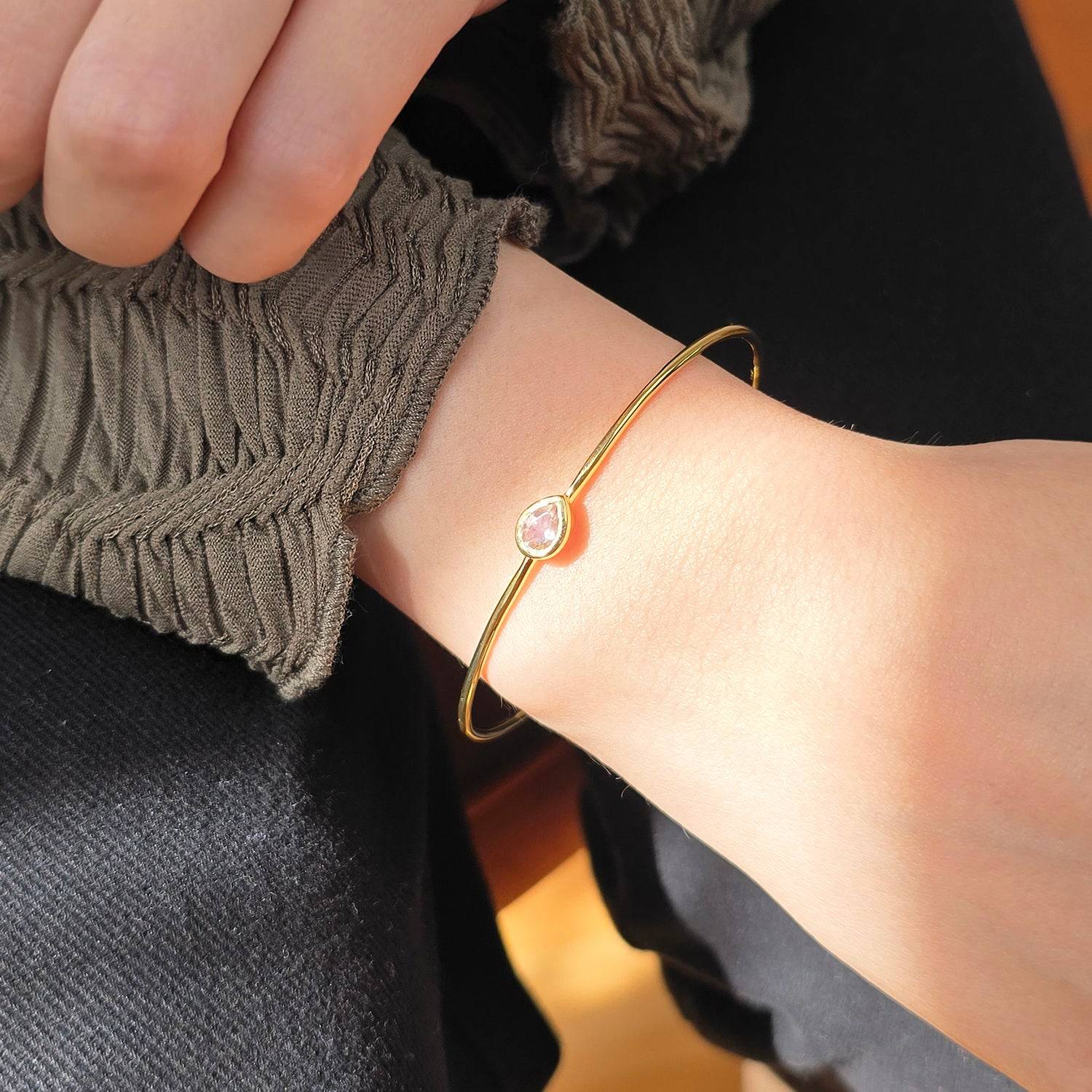 Minimalist Alexandrite June Birthstone Gold Vermeil Bangle