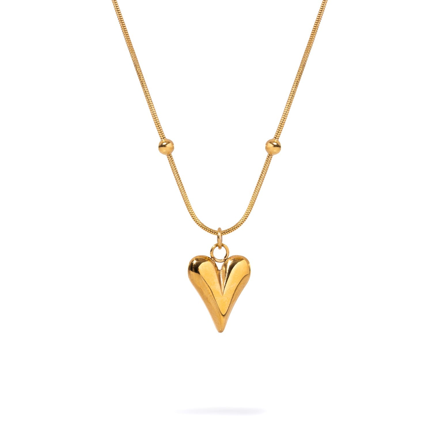 Minimalist Gold Heart Love Statement Necklace - Gold