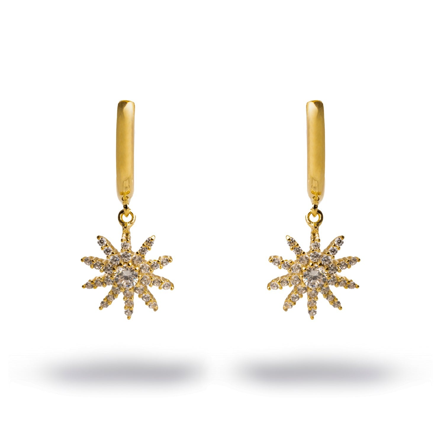 Minimalist Gold Hook Spiritual Sun Dangle Earrings - Gold