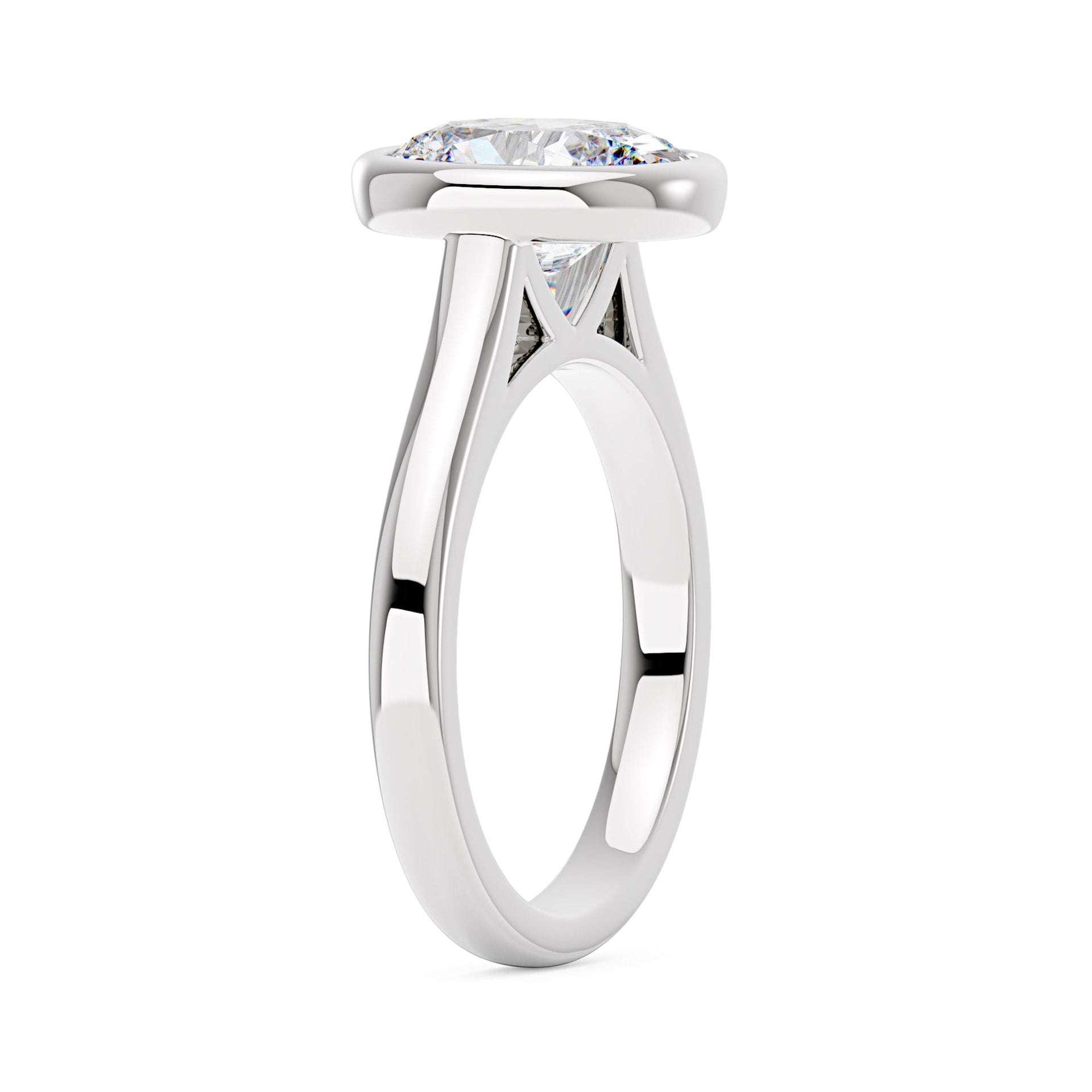 3 Carat Minimalist Oval Cut Moissanite Bezel Ring