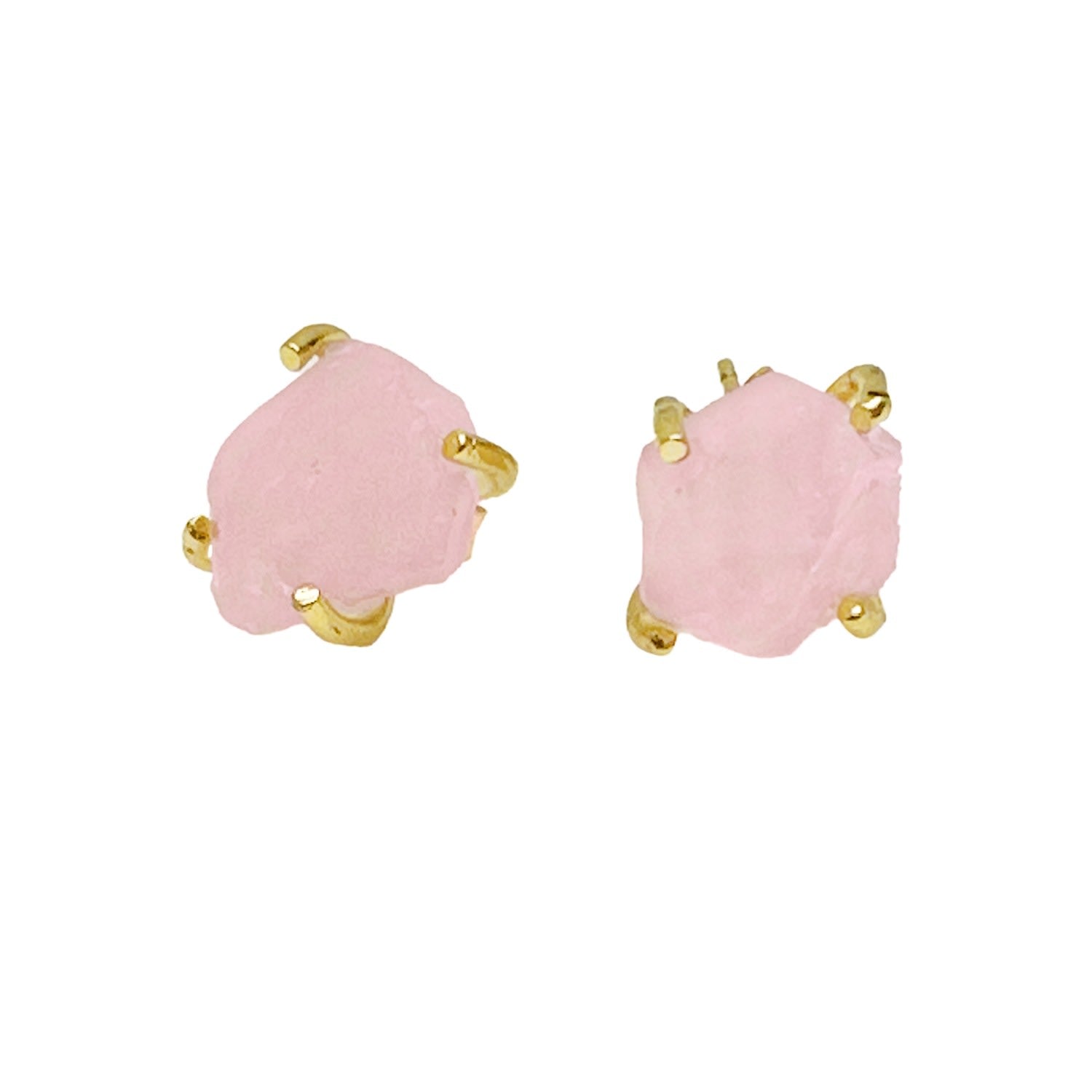 Minimalist Rose Quartz Stud Earrings
