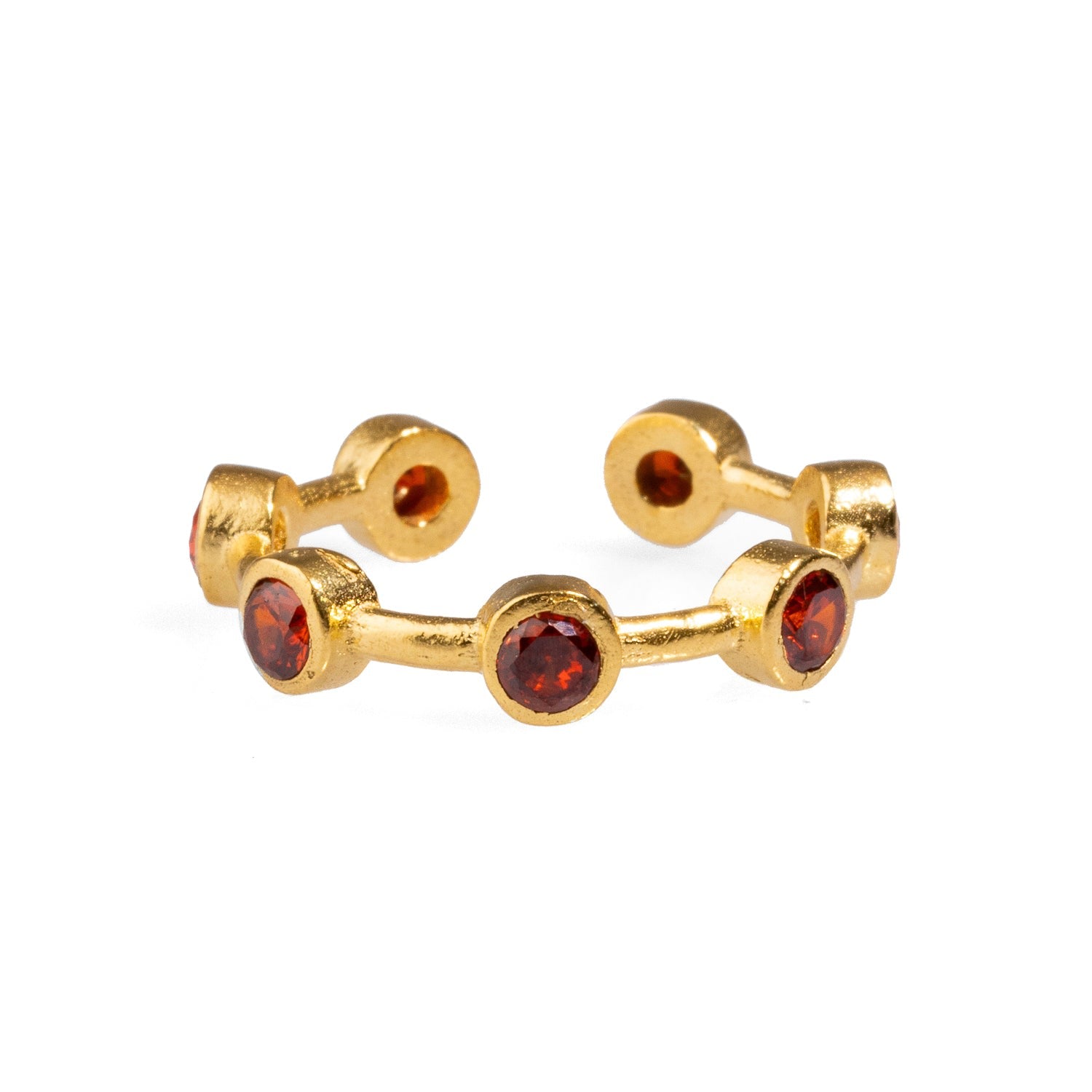 Minimalist Ruby Stone & Gold Stackable Adjustable Ring - Pink