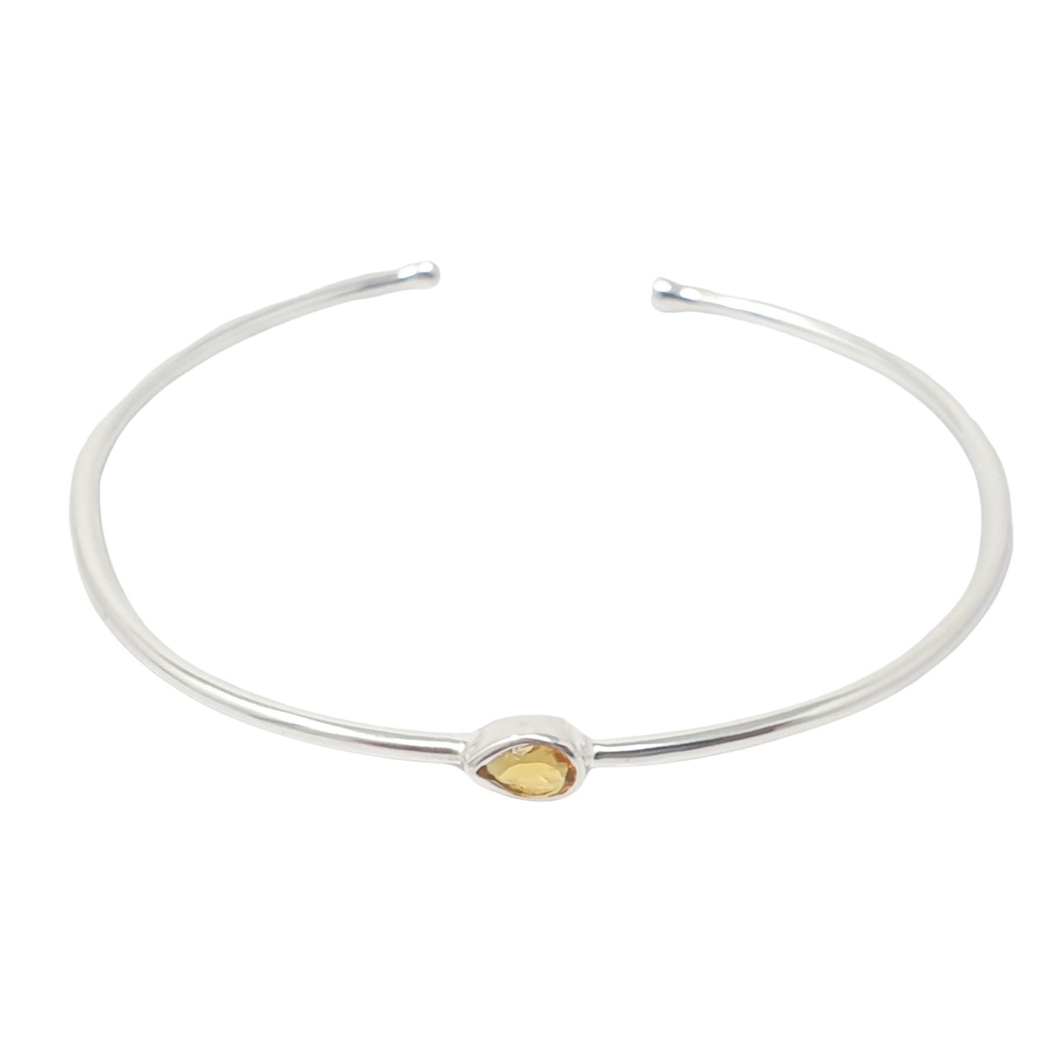 Minimalist Sterling Silver Citrine November Birthstone Bangle Bracelet