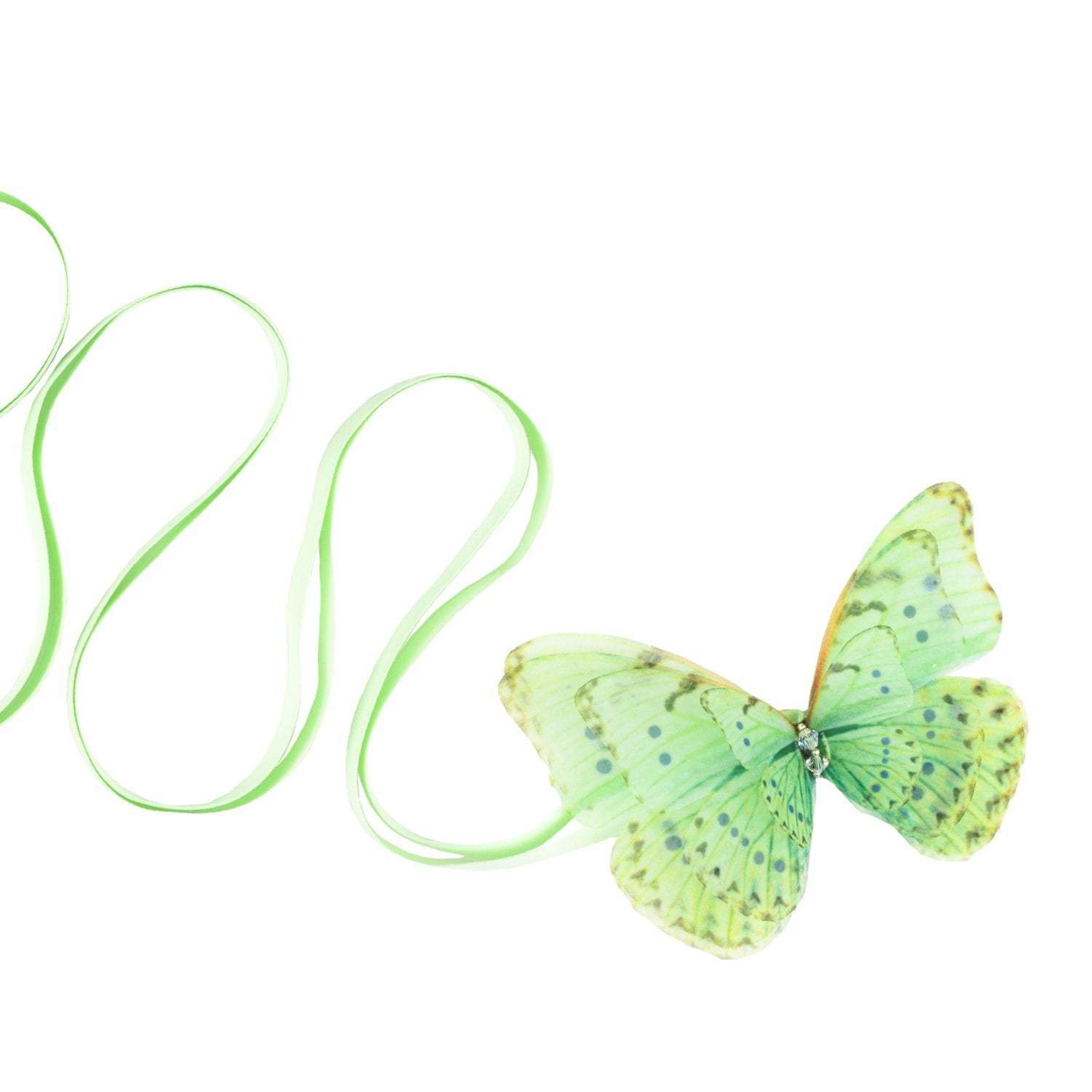 Mint Green Silk Butterfly Ribbon Tie Choker Necklace