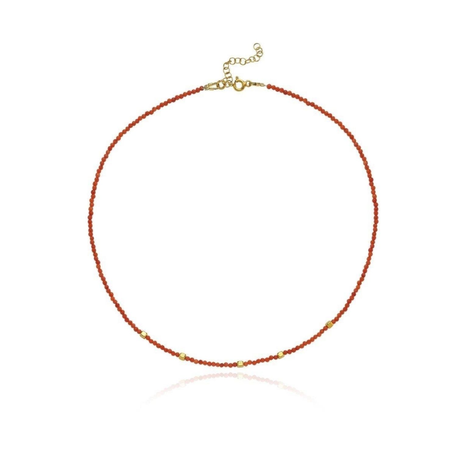 Mira Red Coral Small Ball Necklace