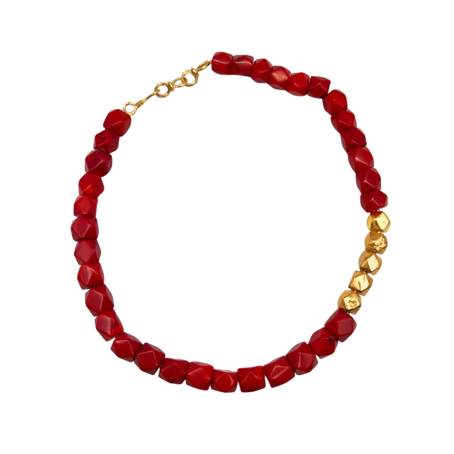 Mirage- Coral Beaded Necklace With 24K Plated Beads