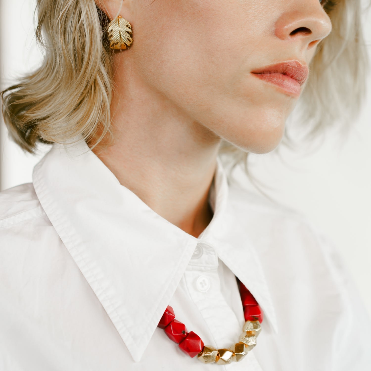 Mirage- Coral Beaded Necklace With 24K Plated Beads