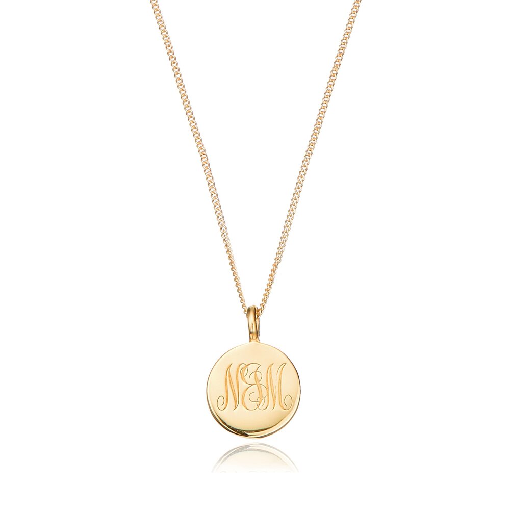 Gold Large Engraved Disc Necklace