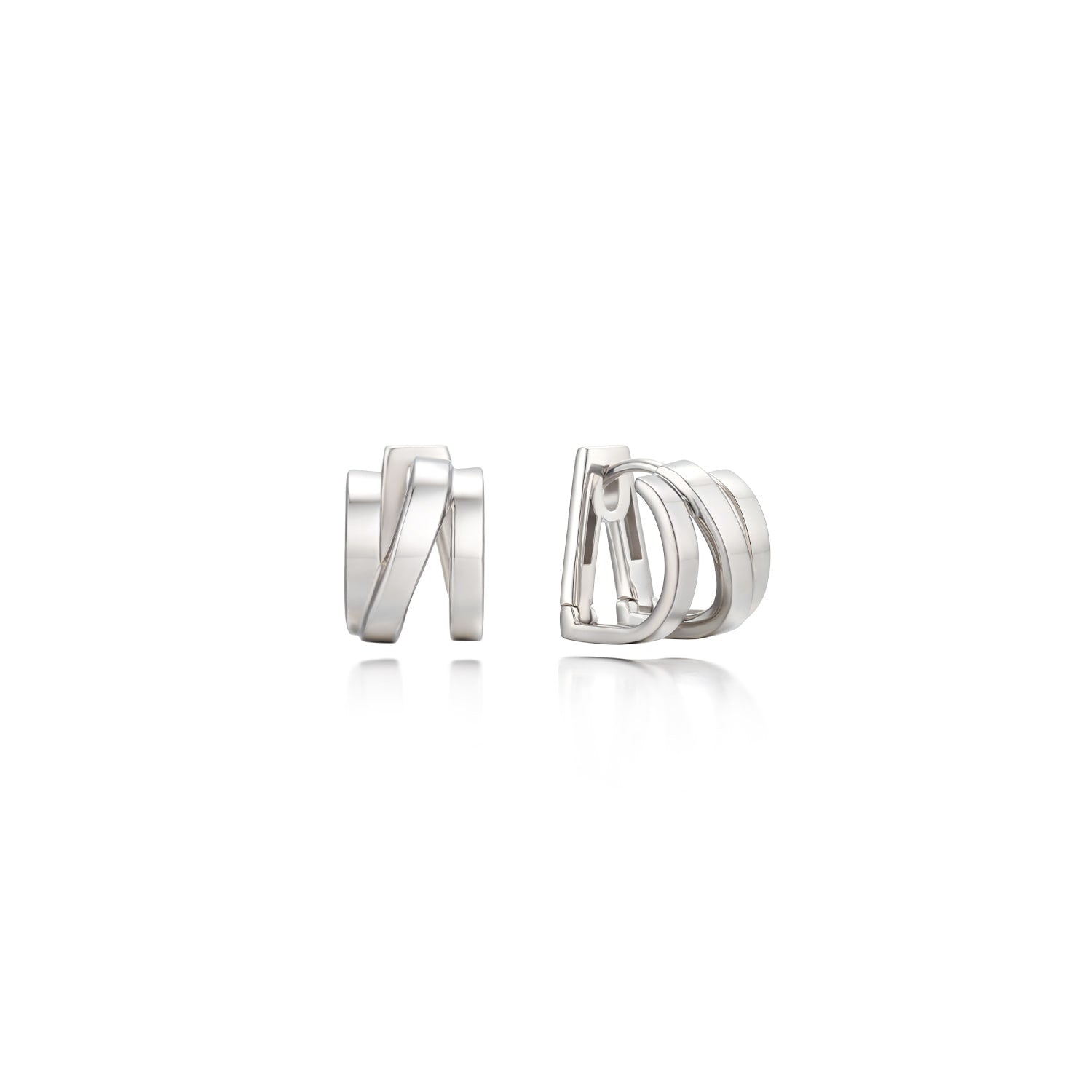 Miss. Doux Layered D-Shape Silver Earrings