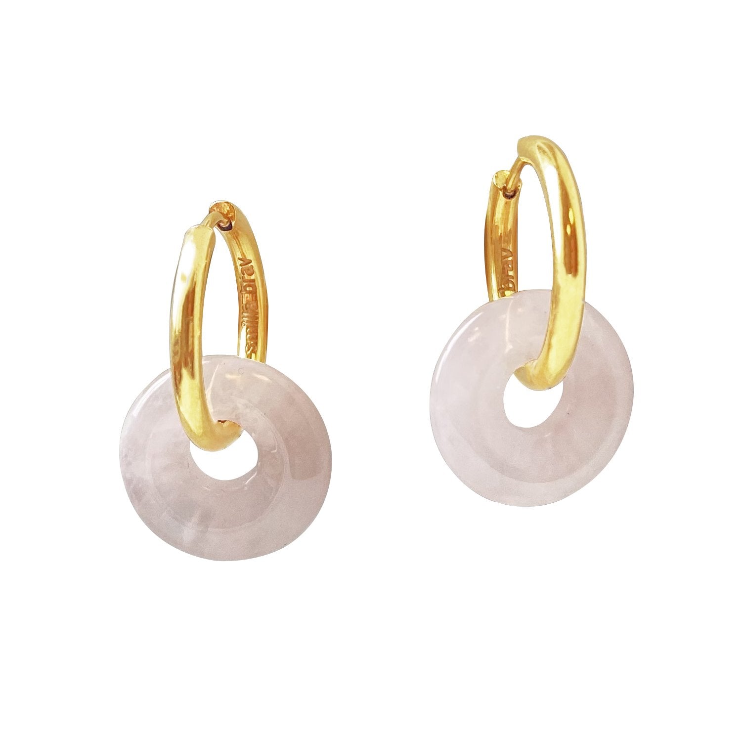 Rose Quartz Hoop Earrings Rosa