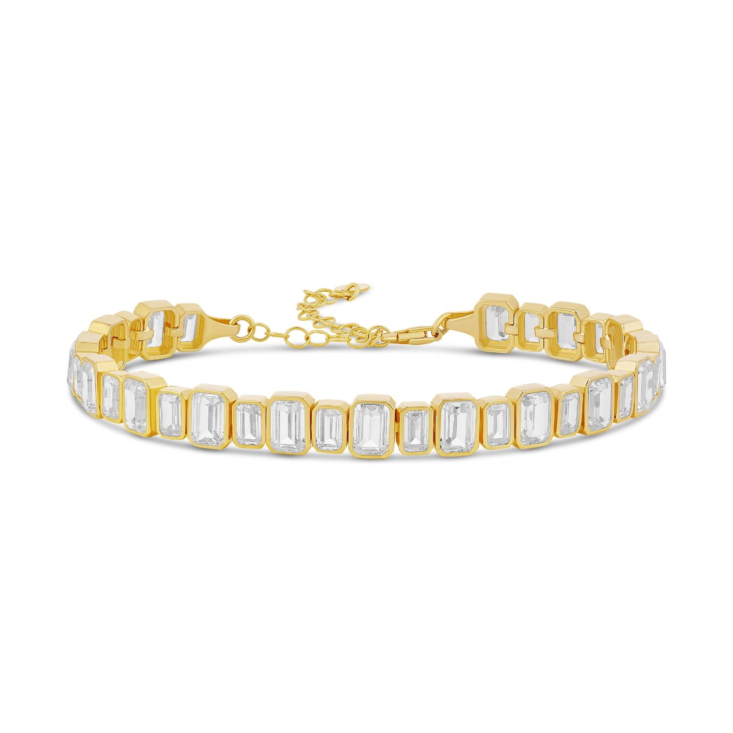 Mix Size Emerald Bezel-Set Tennis Bracelet - Gold
