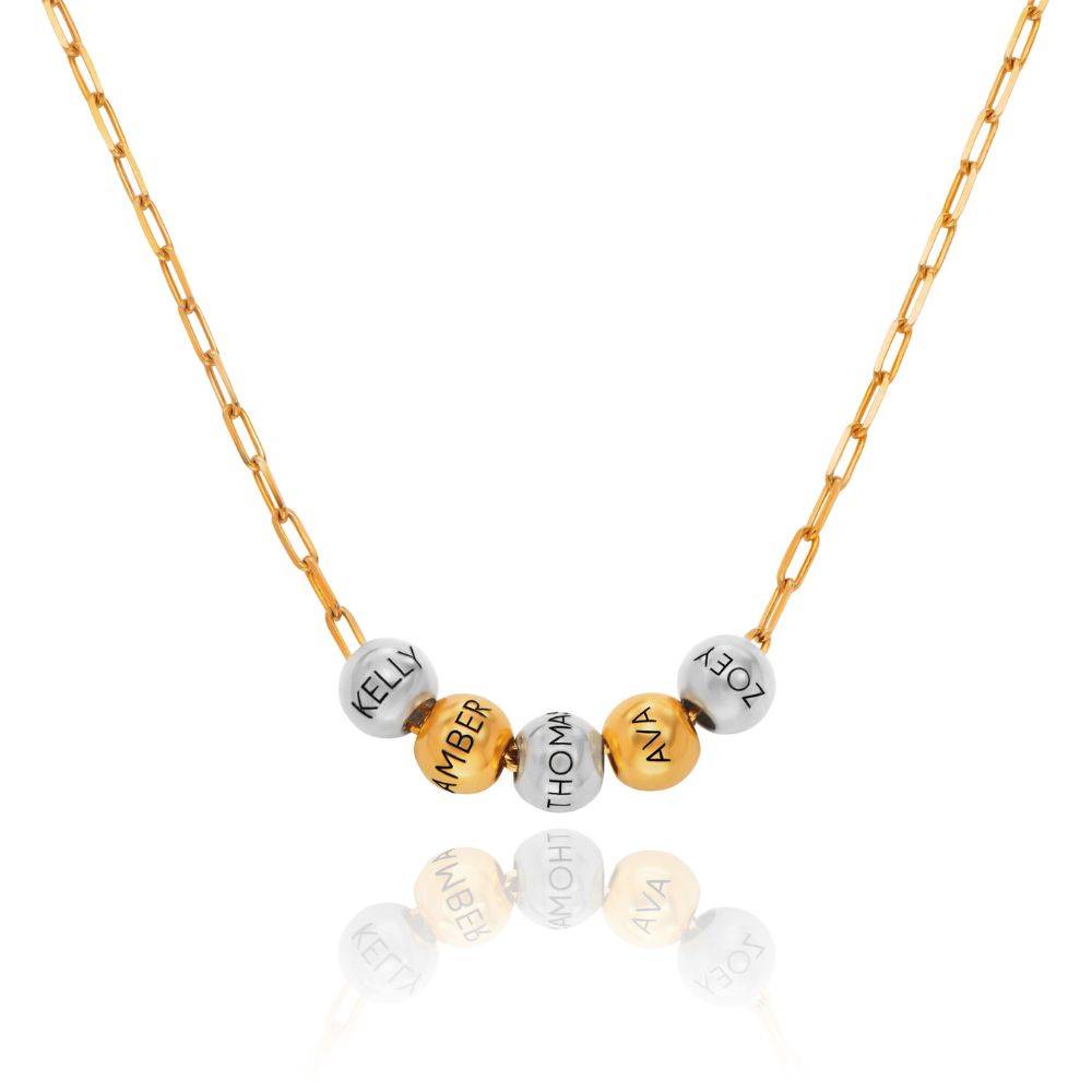 Mixed Metals Balance Bead Necklace with 18K Gold Plating Link Chain