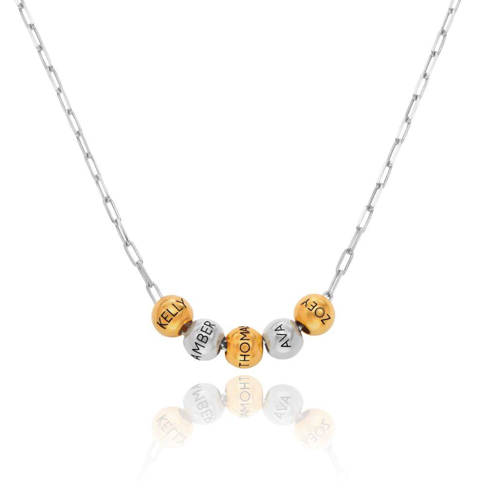 Mixed Metals Balance Bead Necklace with Sterling Silver Link Chain