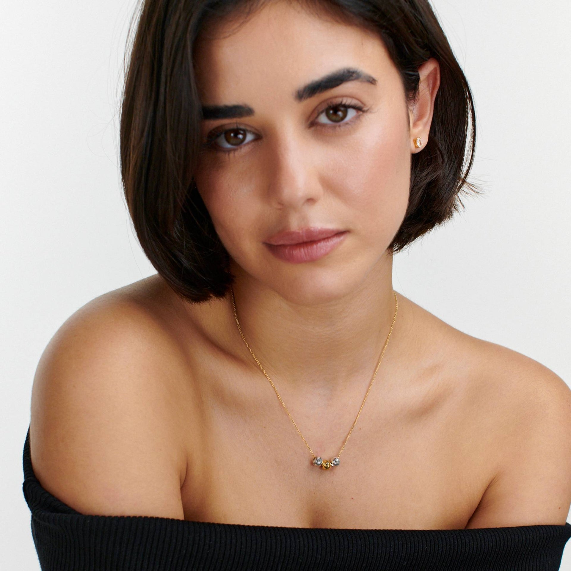 Mixed Metals Balance Charm Necklace with 18K Gold Plating Chain
