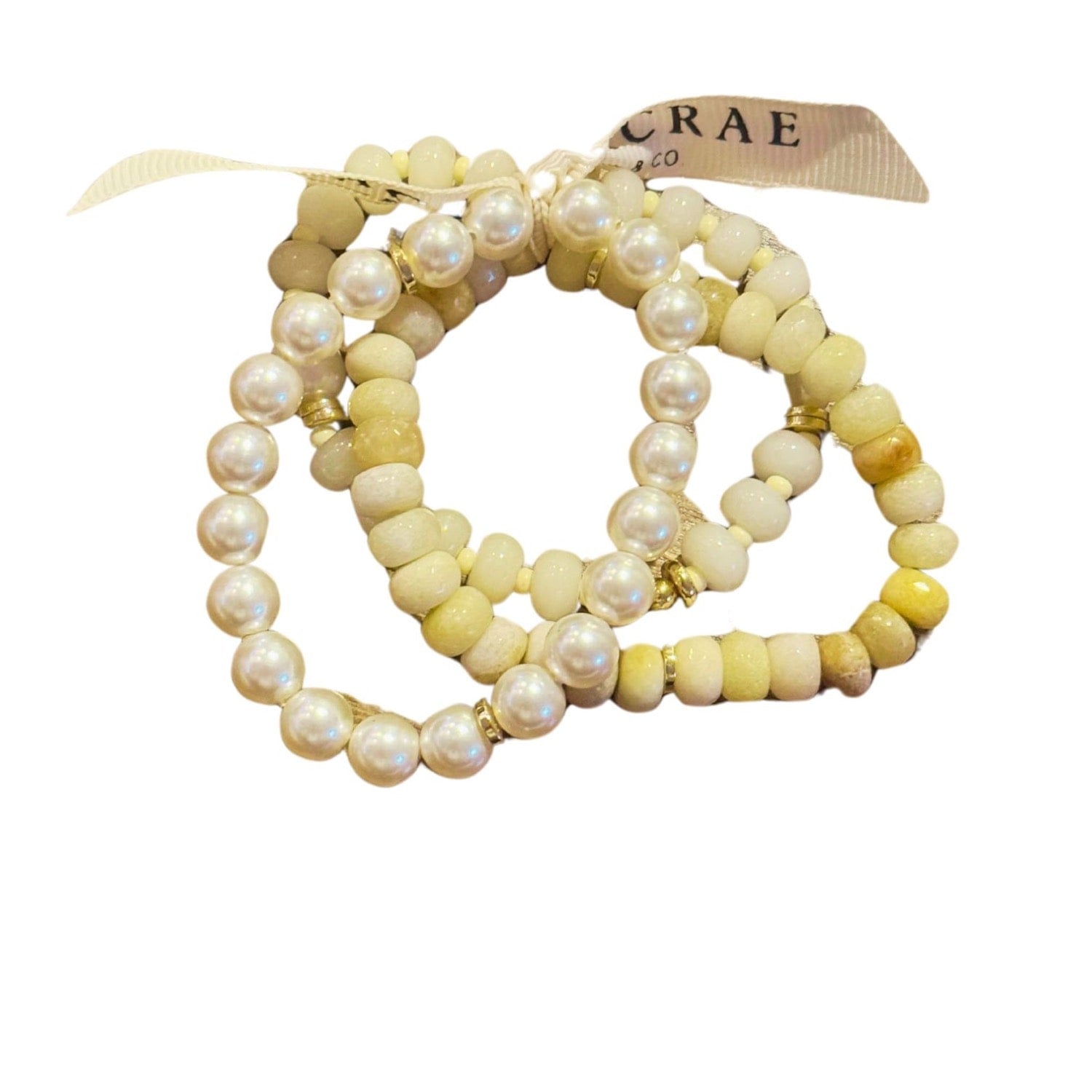 Mixed Rock Bracelet - Cream