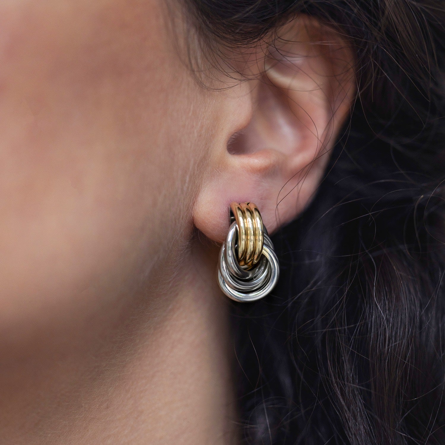 Mixed Twisted Earrings In Silver & Gold