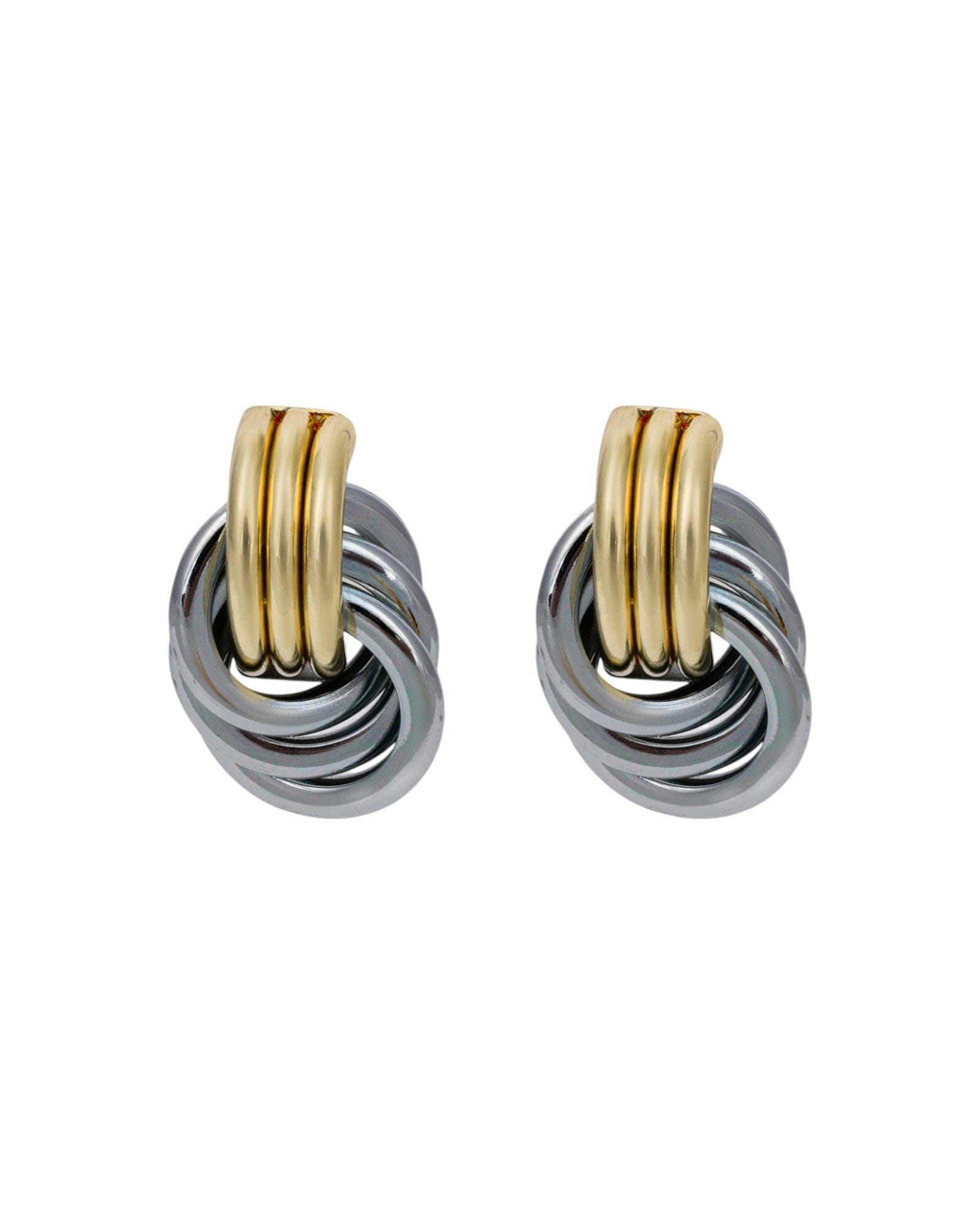 Mixed Twisted Earrings In Silver & Gold