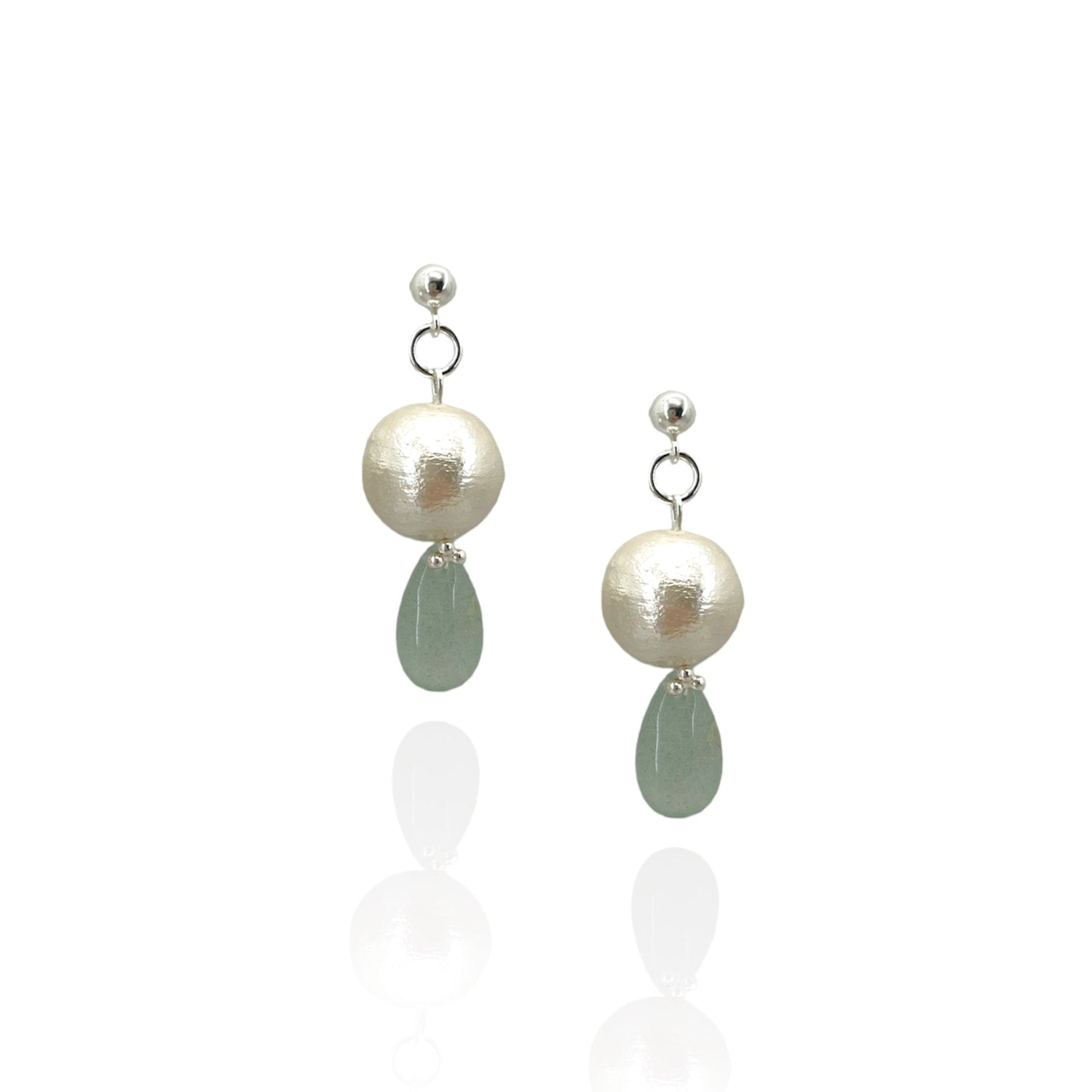 Miyuki Pearl Dangle Earrings Emerald