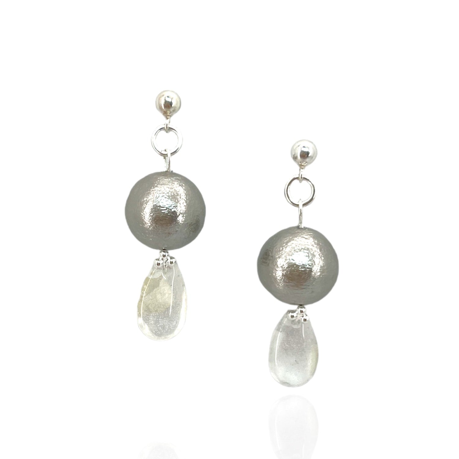 Miyuki Pearl Dangle Earrings Grey