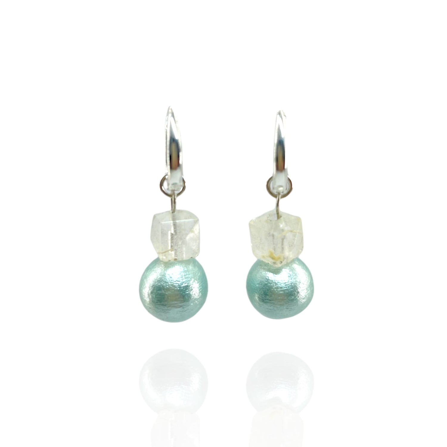 Miyuki Pearl Multi-Wear Hoop Earrings - Aqua