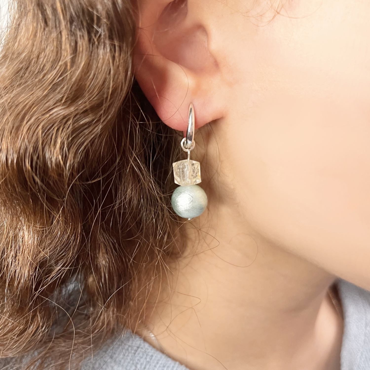 Miyuki Pearl Multi-Wear Hoop Earrings - Aqua