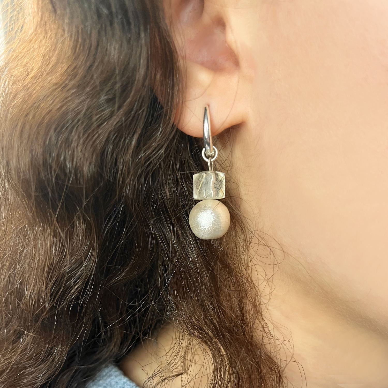 Miyuki Pearl Multi-Wear Hoop Earrings - White