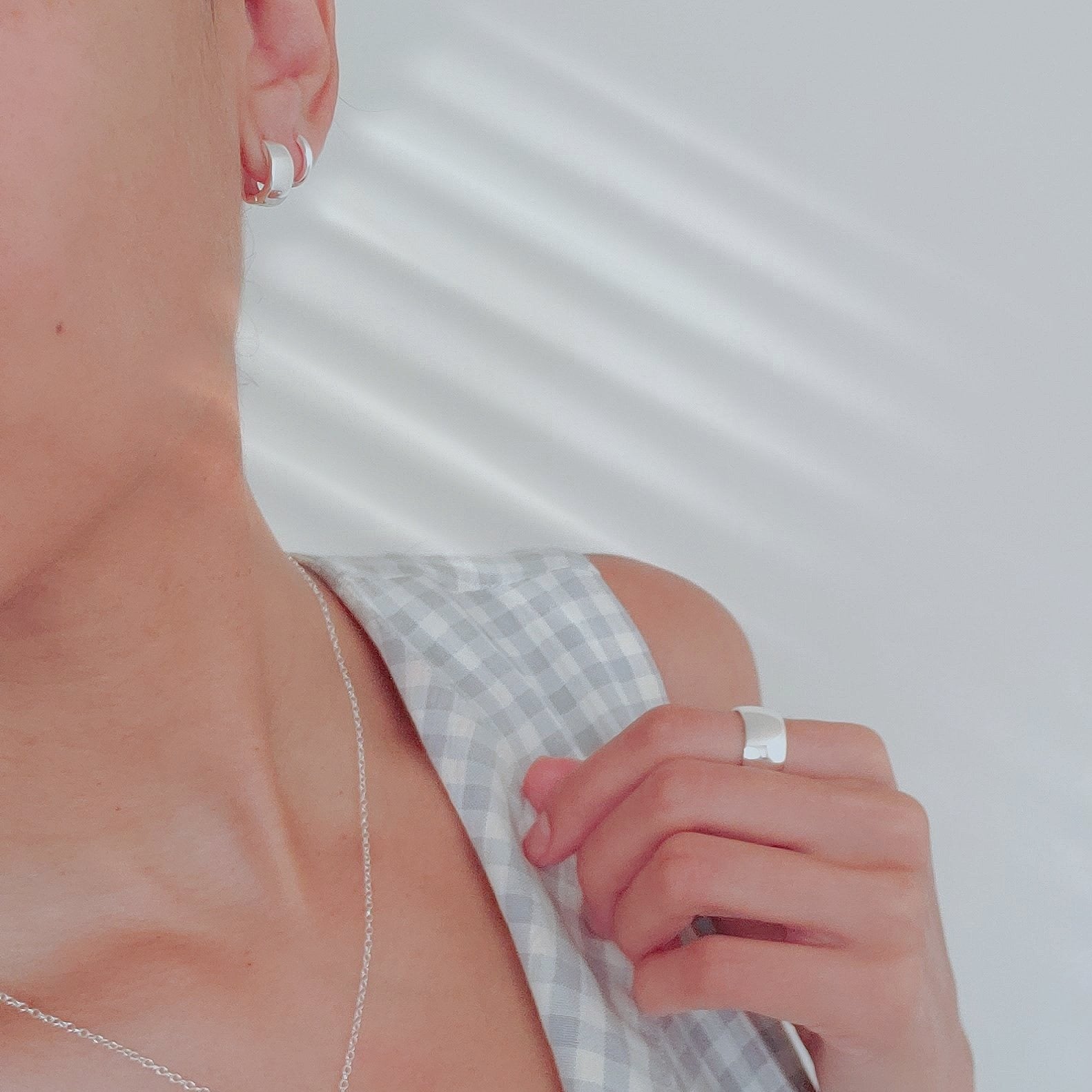 Wide Hinged Huggie Hoop Earrings Sterling Silver