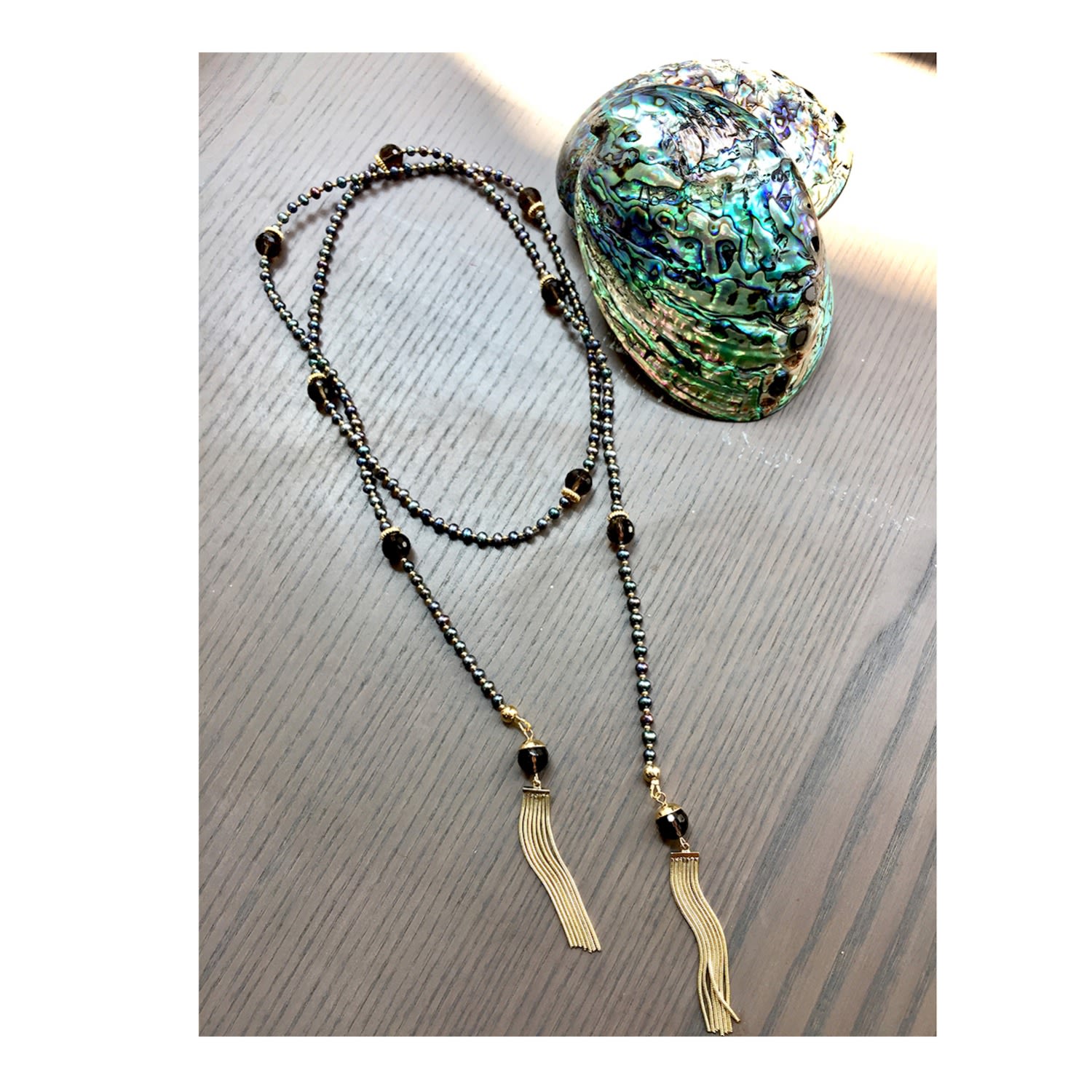 Black Tiger Eye Open Ended Long Necklace