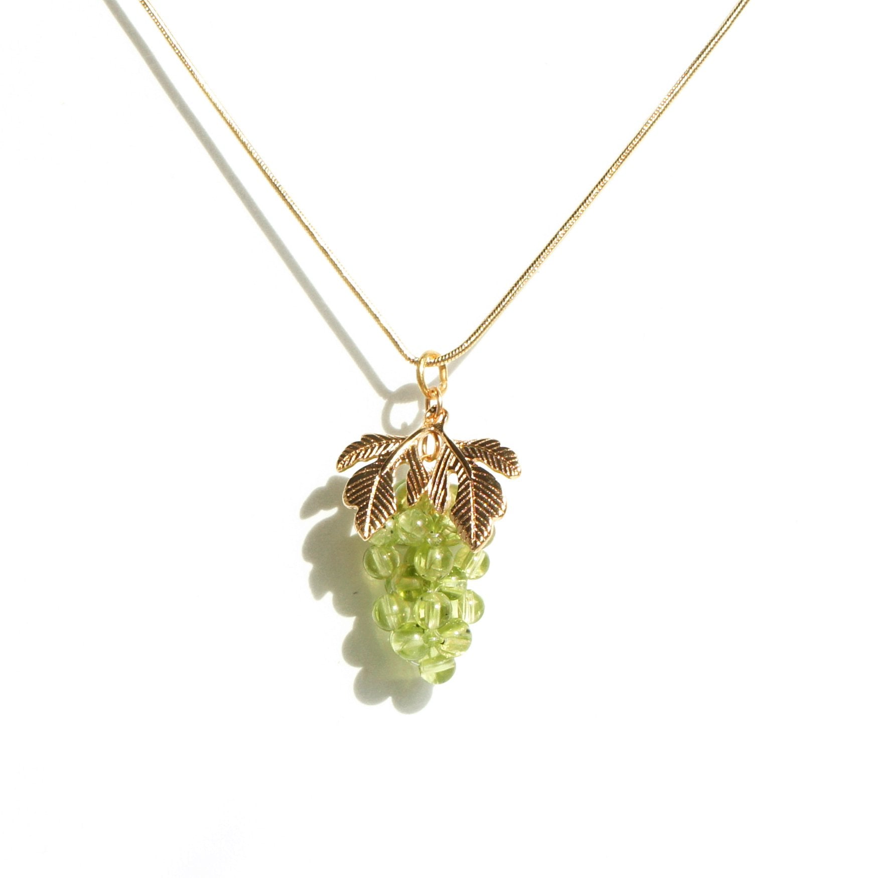 Very Grapeful Gemstone Grape Pendant Necklace - Natural Green Peridot