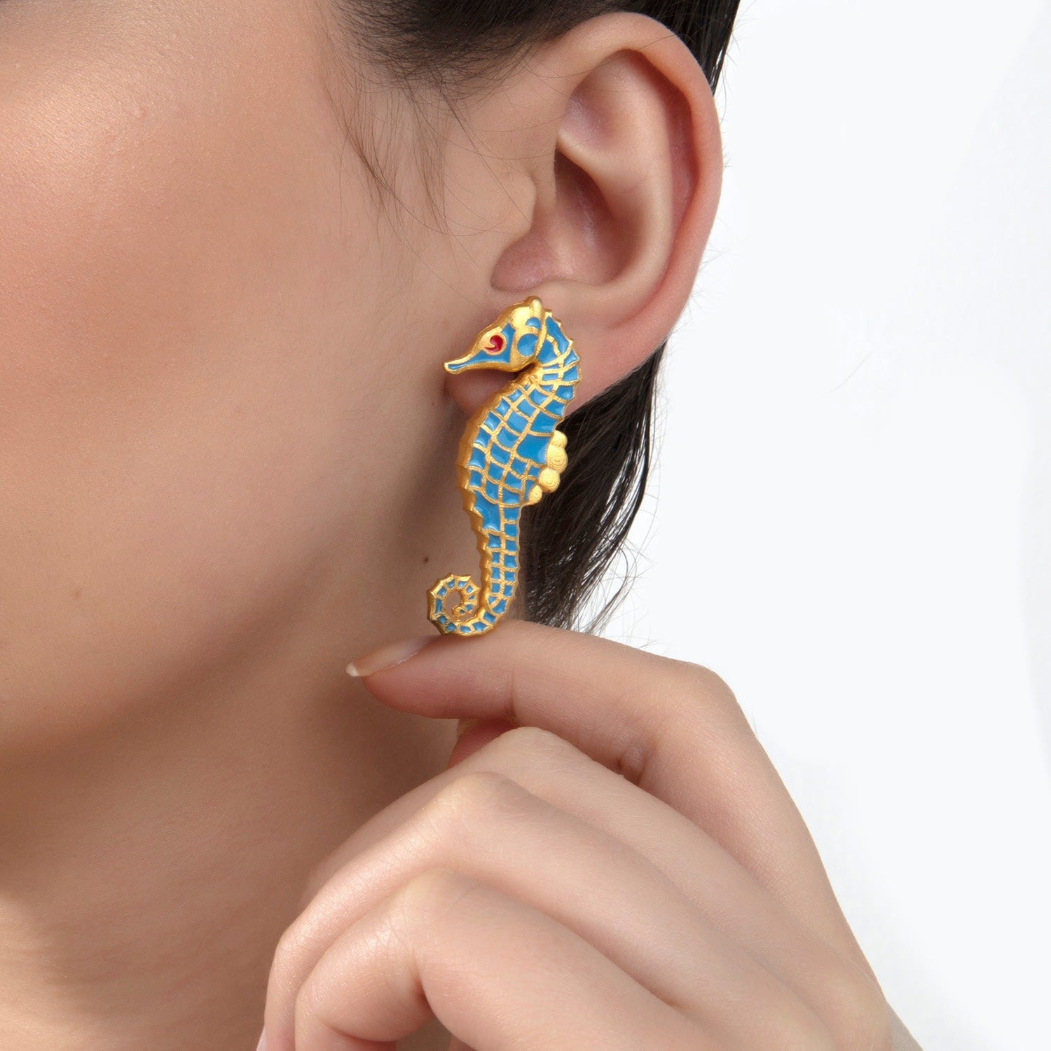 Light Blue Seahorse Earrings