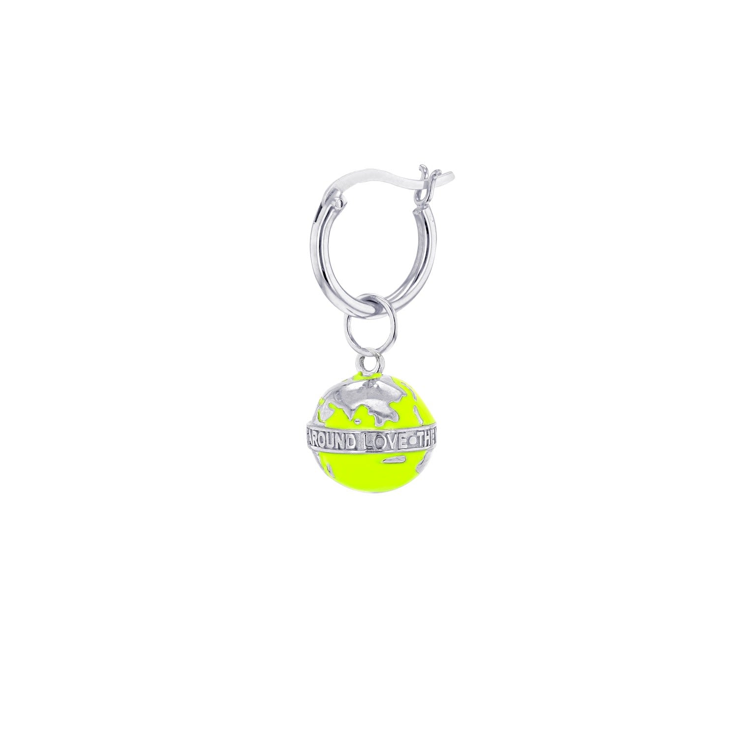 Neon Lime Green & Sterling Silver Mini Globe Pendant