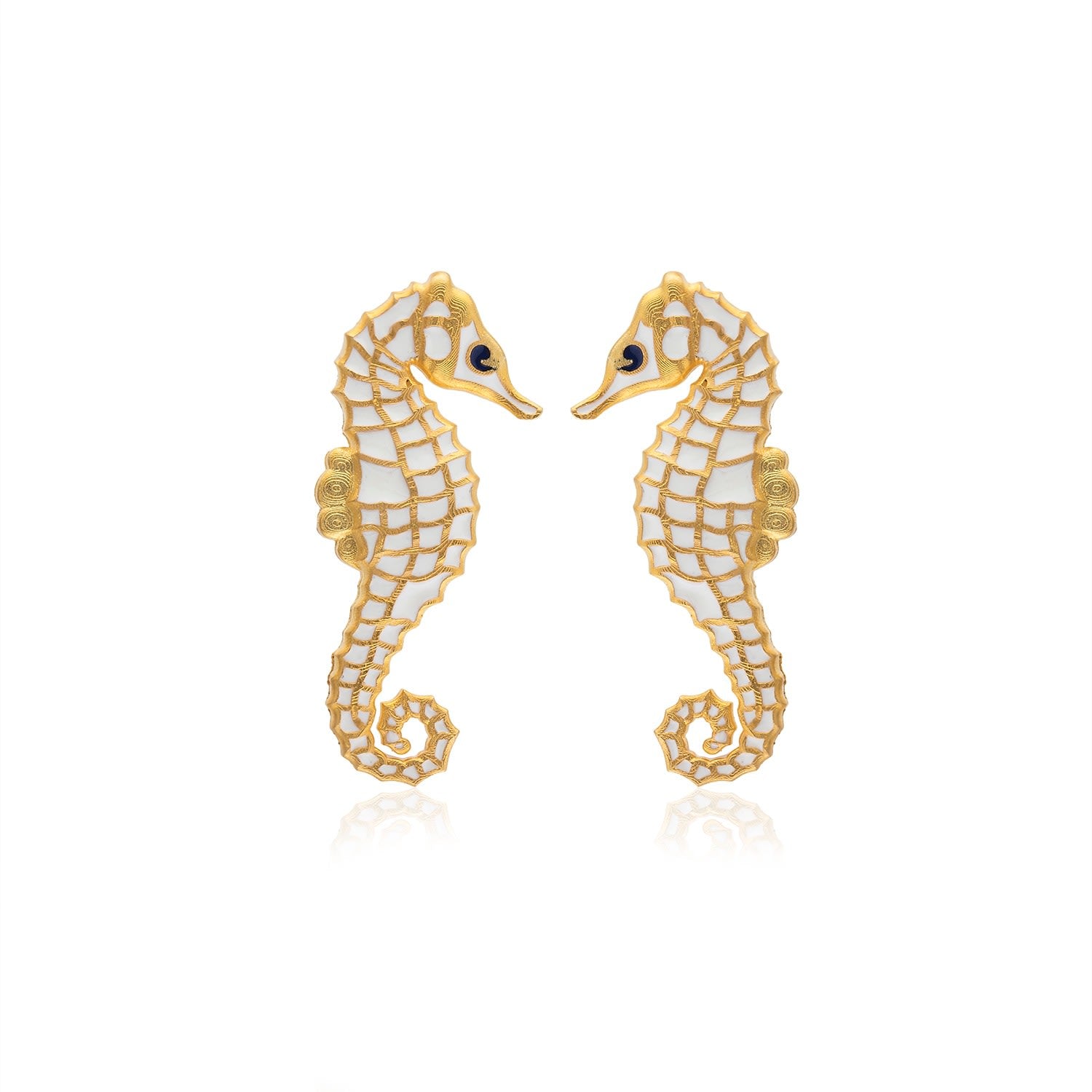 White Seahorse Earrings