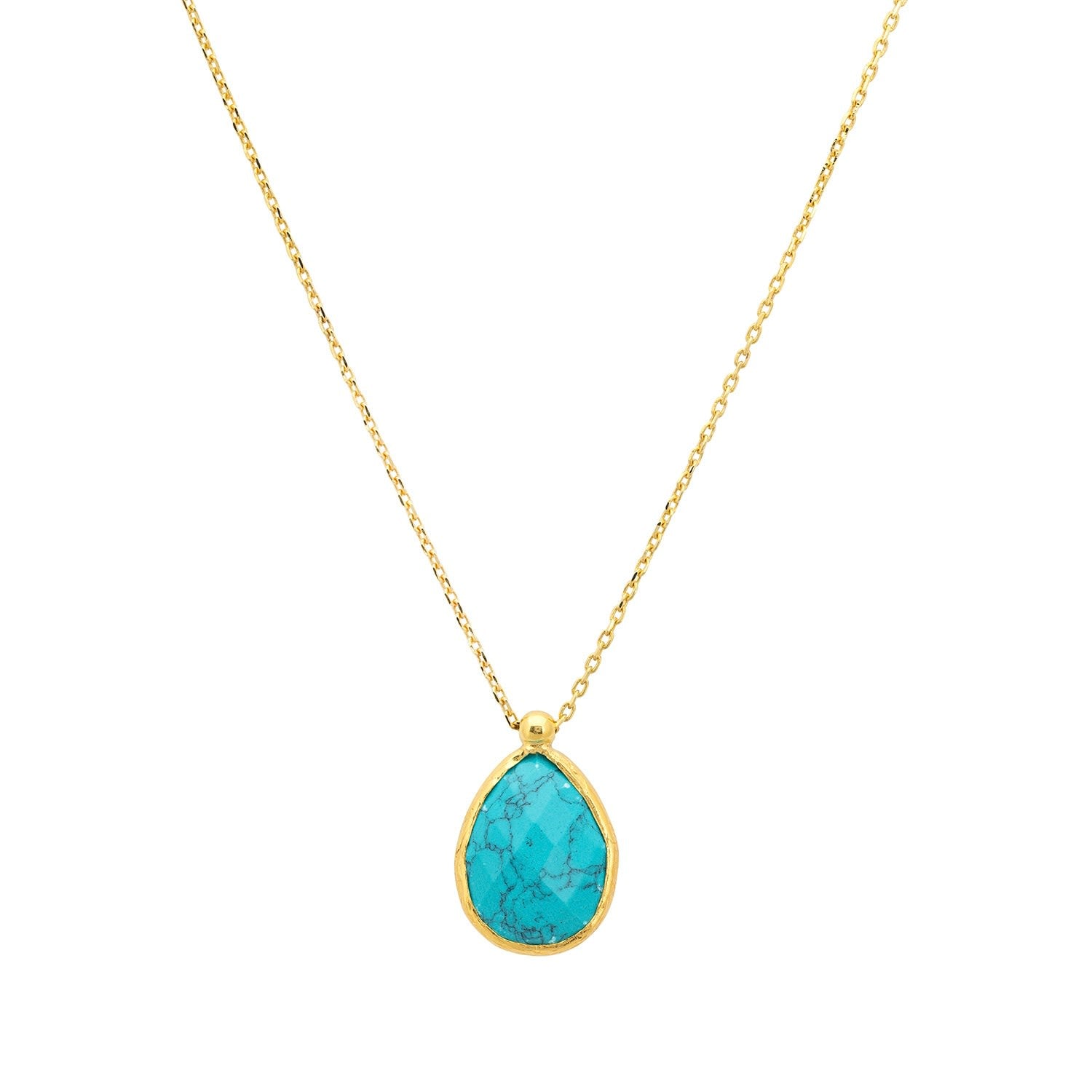 Petite Drop Necklace Gold Arizona Turquoise