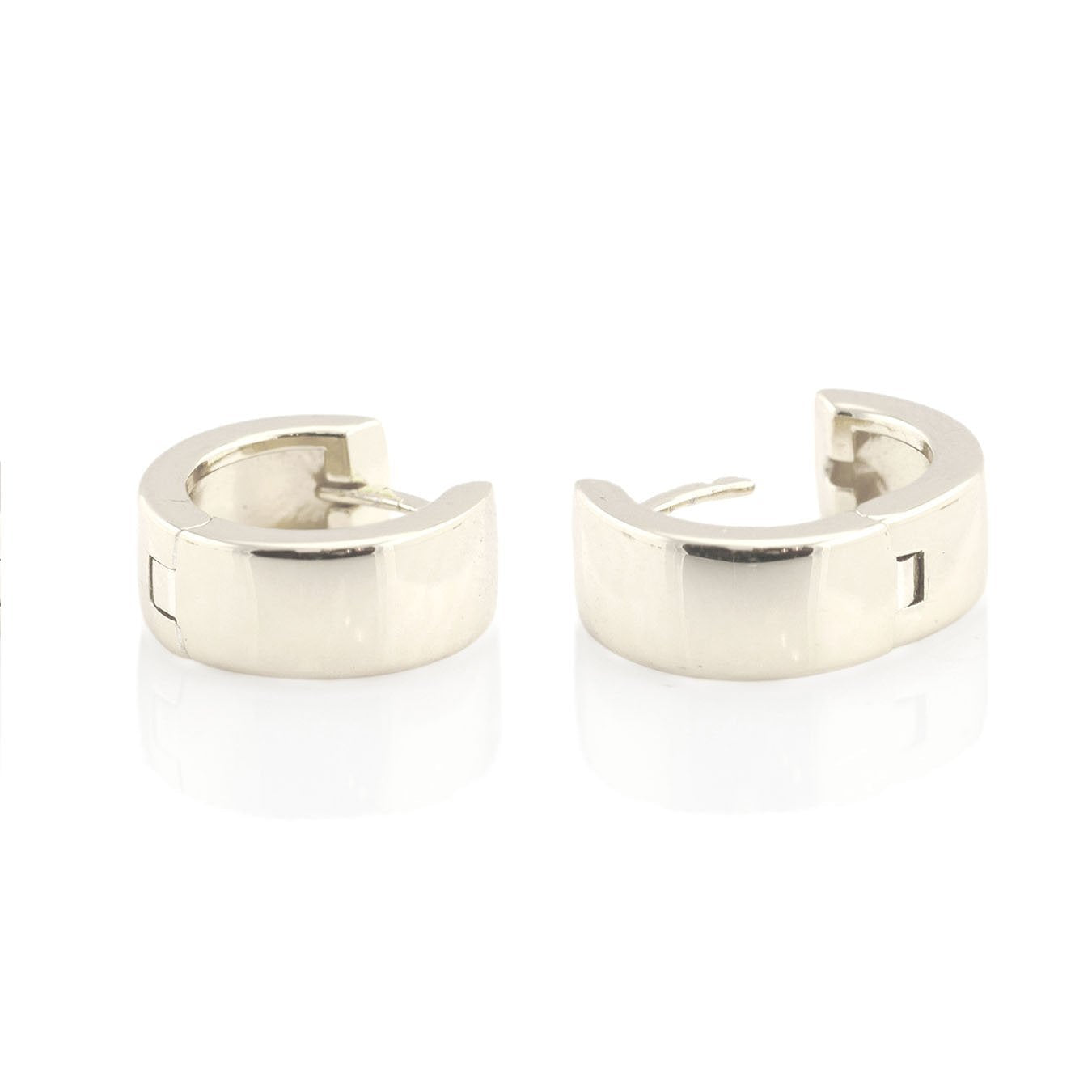 Wide Hinged Huggie Hoop Earrings Sterling Silver