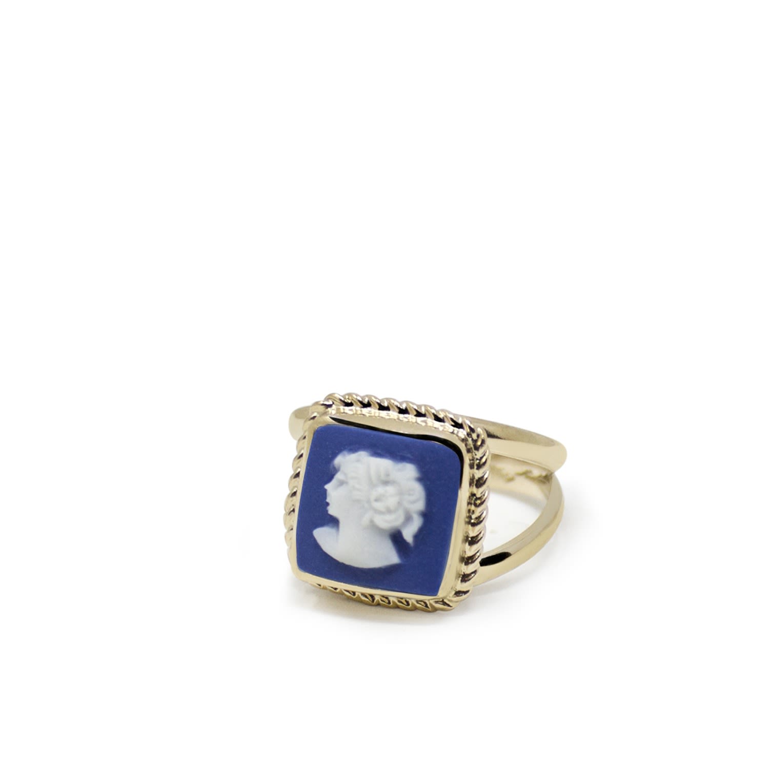 The Beloved Gold-Plated Blue Cameo Ring