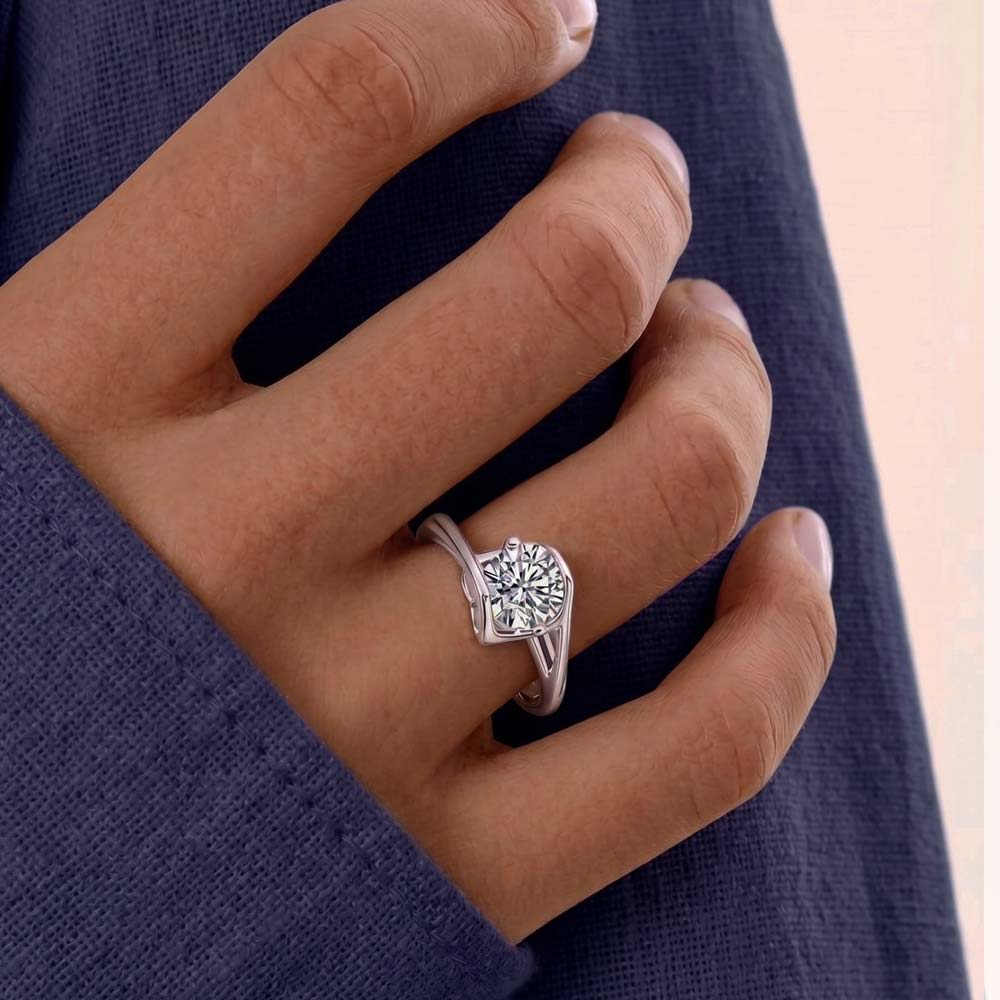 Helene Solitaire Bypass Moissanite Twist Ring