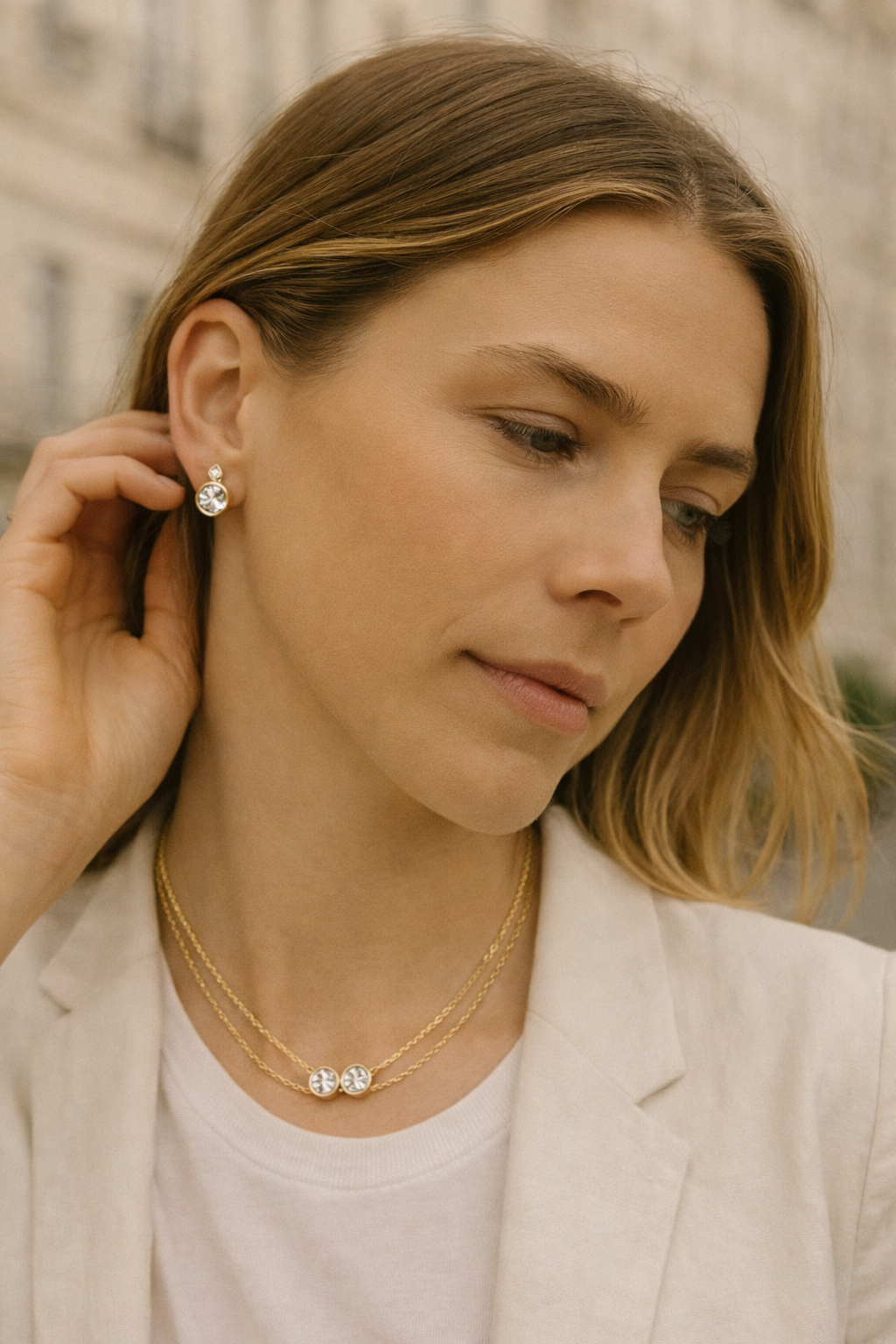 Aurora Double Diamond Stud Earrings