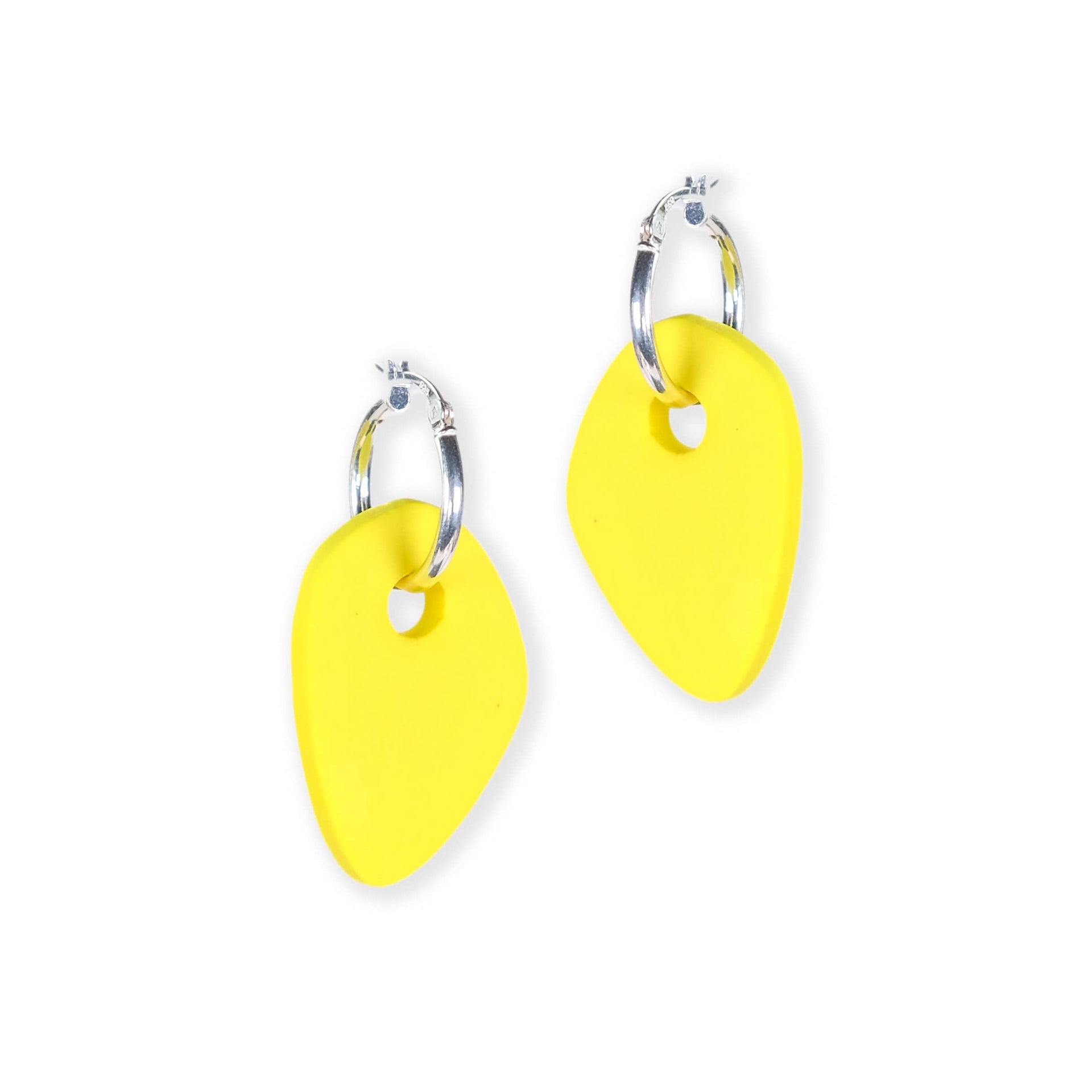 Modern Art Drop Charm Hoop Earrings In Yellow
