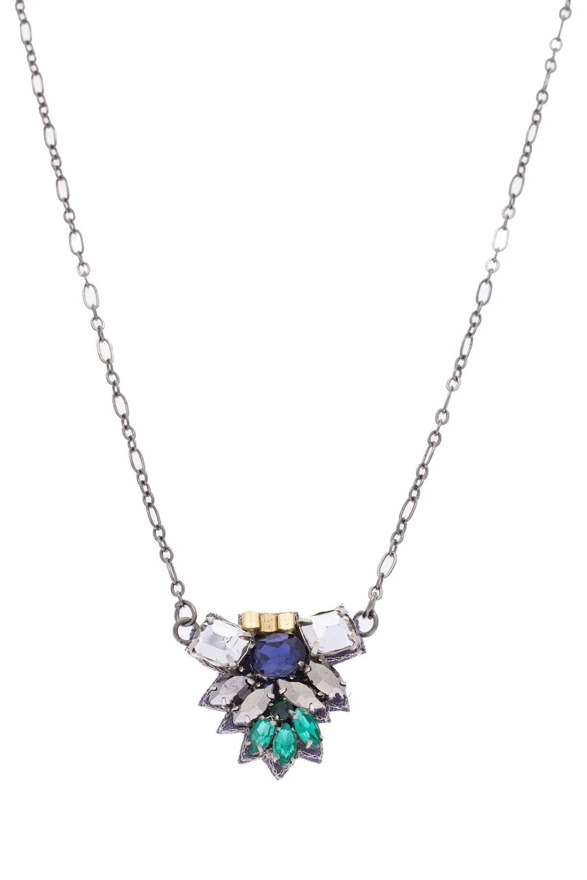 Modern Mosaic Crystal Pendant Necklace