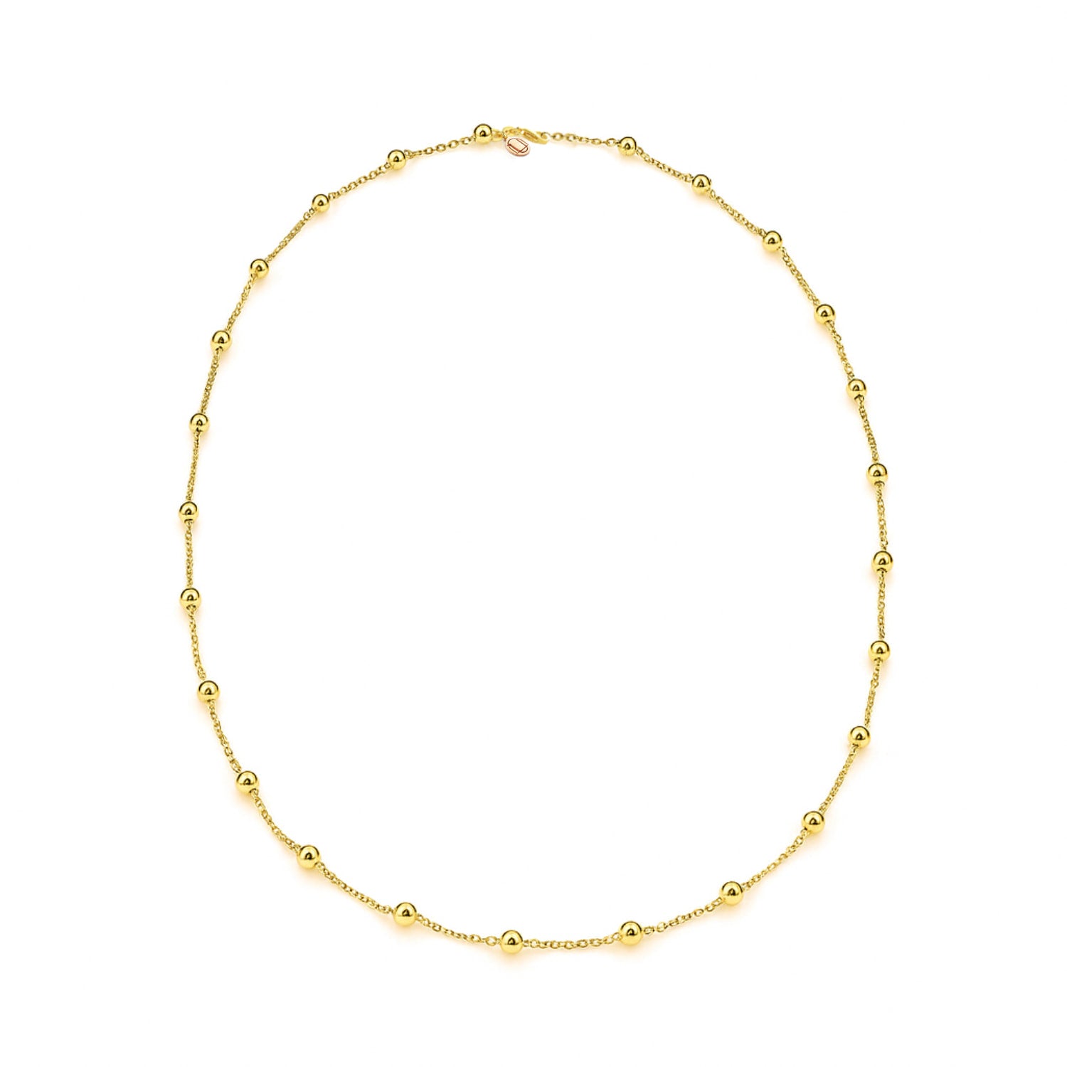 Modern Necklace In Sterling Silver With Polished Beads, Gold-Plated