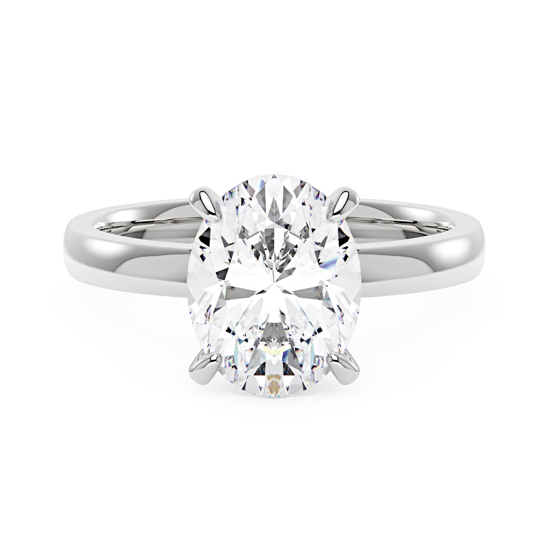 3 Carat Modern Solitaire Ring with Oval Cut Moissanite