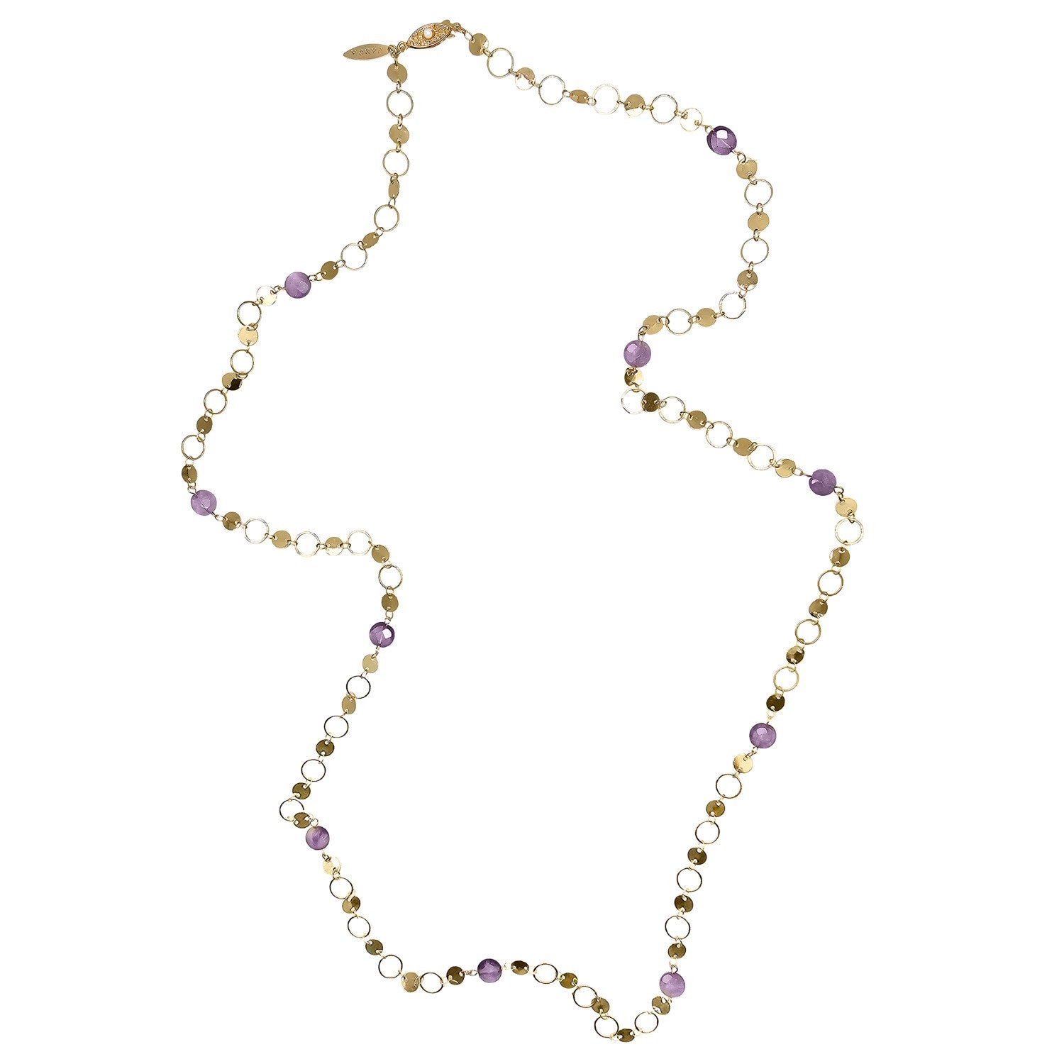 Modern Style Amethyst Long Chain Necklace