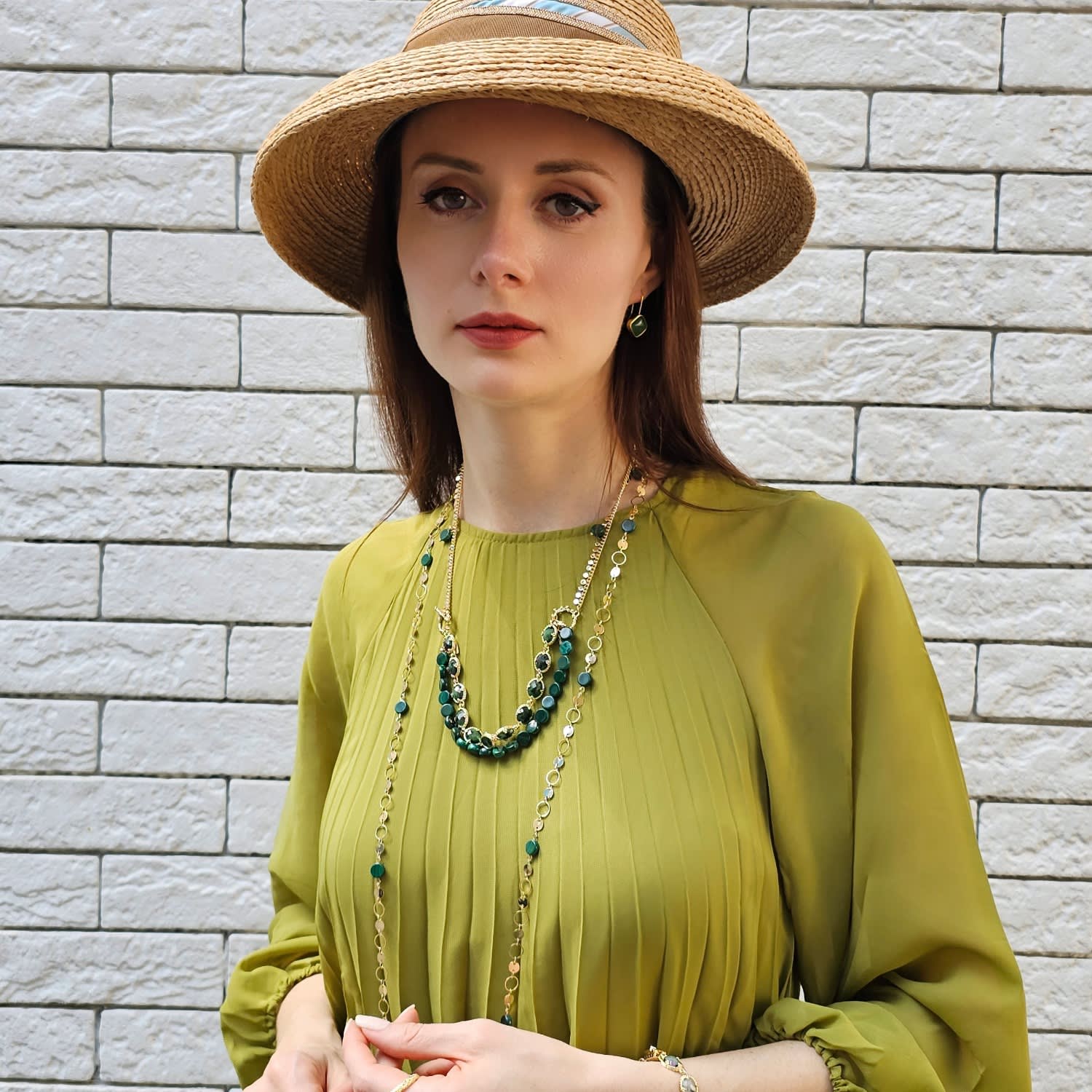 Modern Style Chain With Malachite Long Necklace